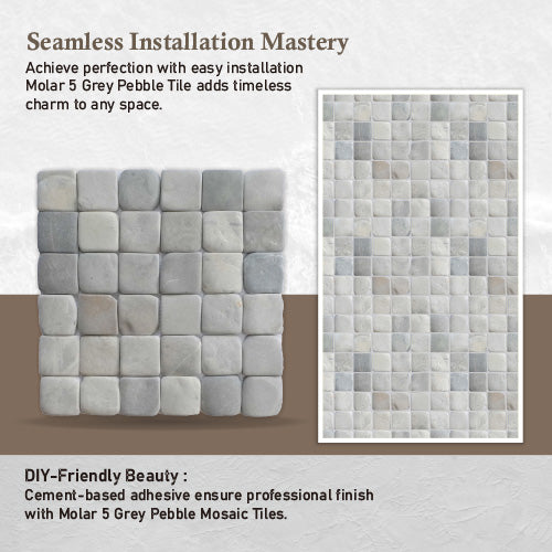 Grey Natural Stone Mosaic Tile, Molar 5 Grey Mosaic Tile