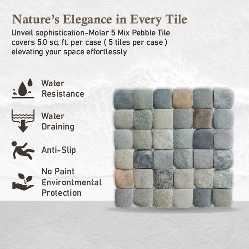 Molar 5 Mix Pebble Mosaic Tile for Wall | 5 Tiles per case