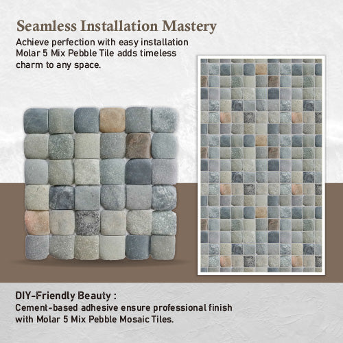 Molar 5 Mix Pebble Mosaic Tile for Wall | 5 Tiles per case