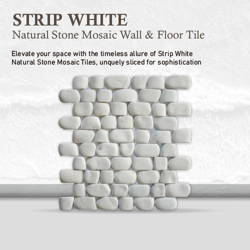 Strip White Mosaic Tile for Wall, Strip Stone Mosaic Tiles