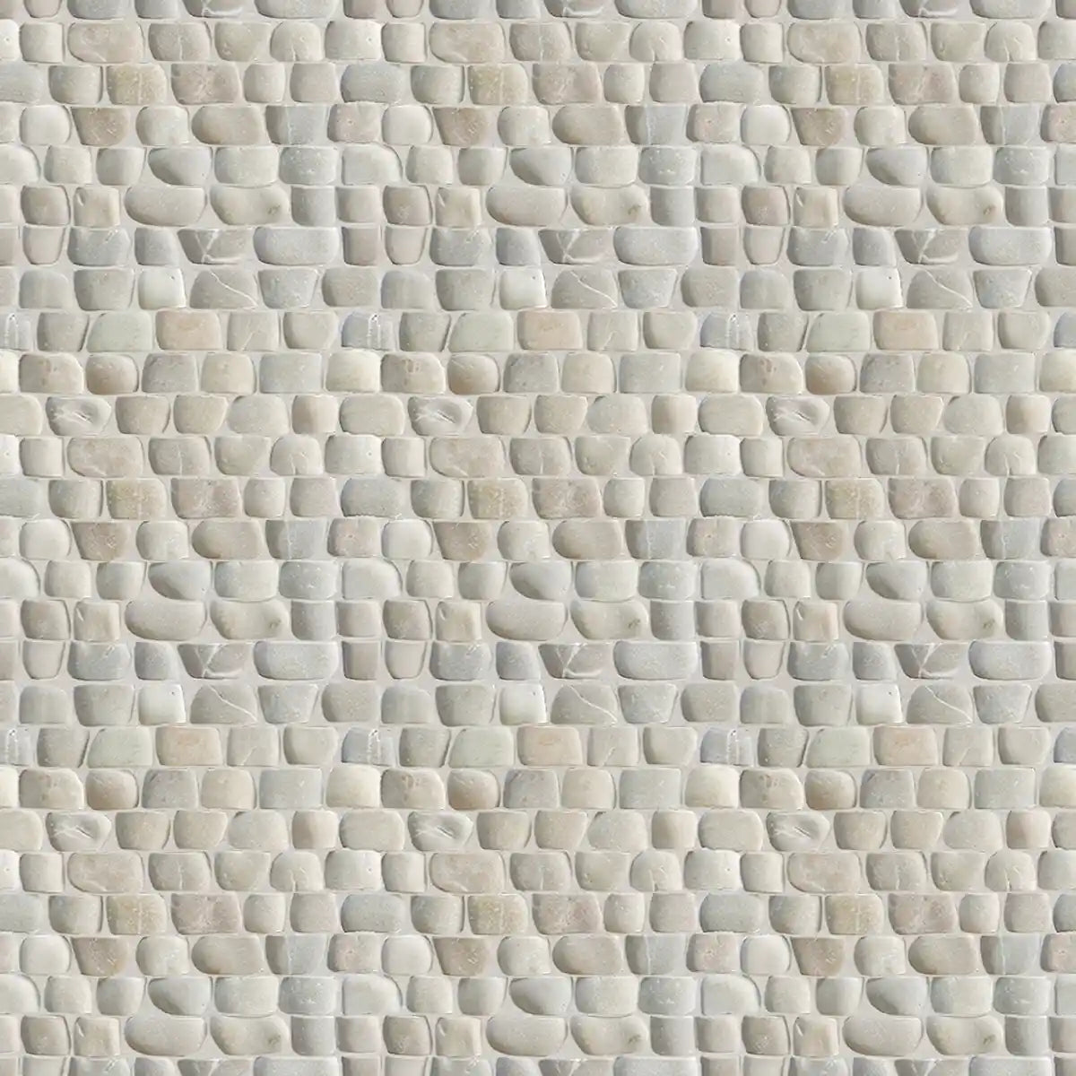 Tan Stone Mosaic Tiles for Wall, Striped Pebble Mosaic Tile