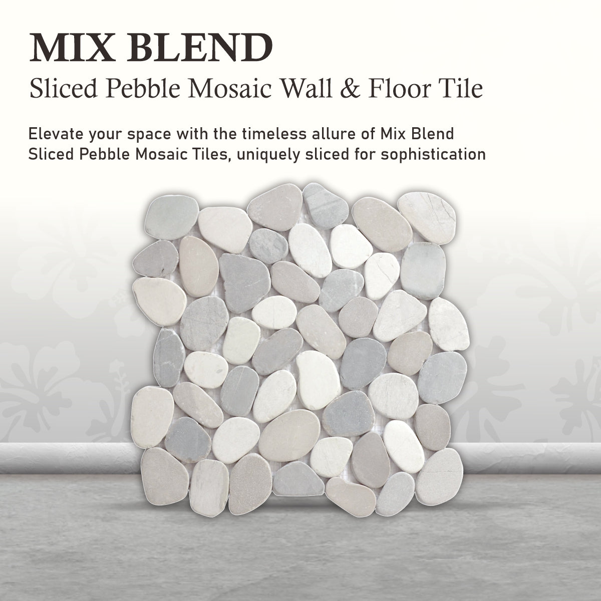 Multicolor Mosaic Tile, Mix Blend Sliced Pebble Wall & Floor Tile