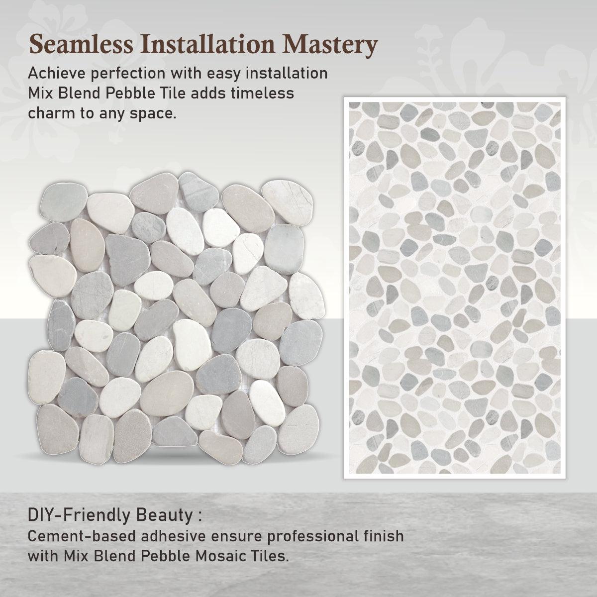 Multicolor Mosaic Tile, Mix Blend Sliced Pebble Wall & Floor Tile