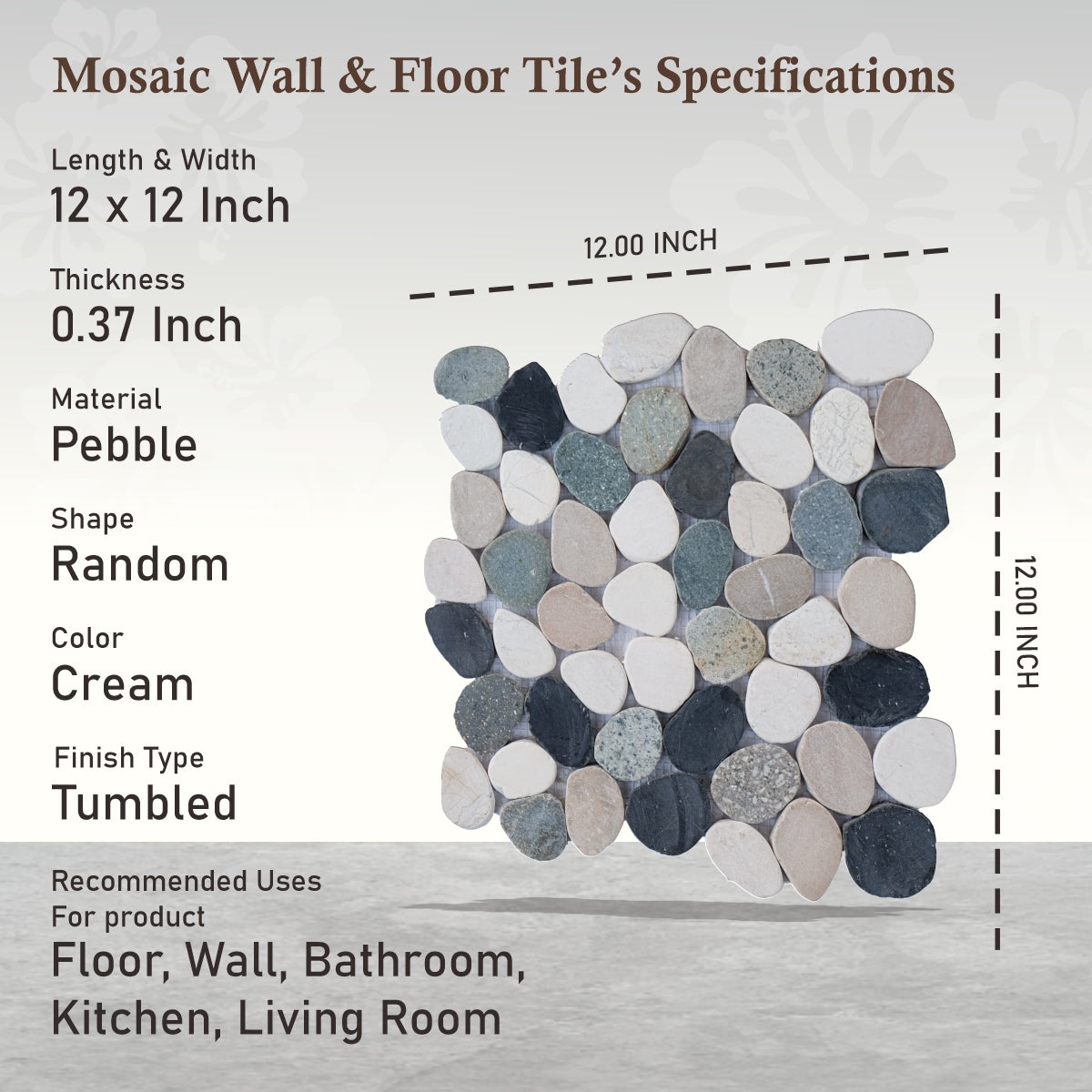 Ibiza Sliced Pebble Mosaic Wall & Floor Tile | 5 Tiles per case