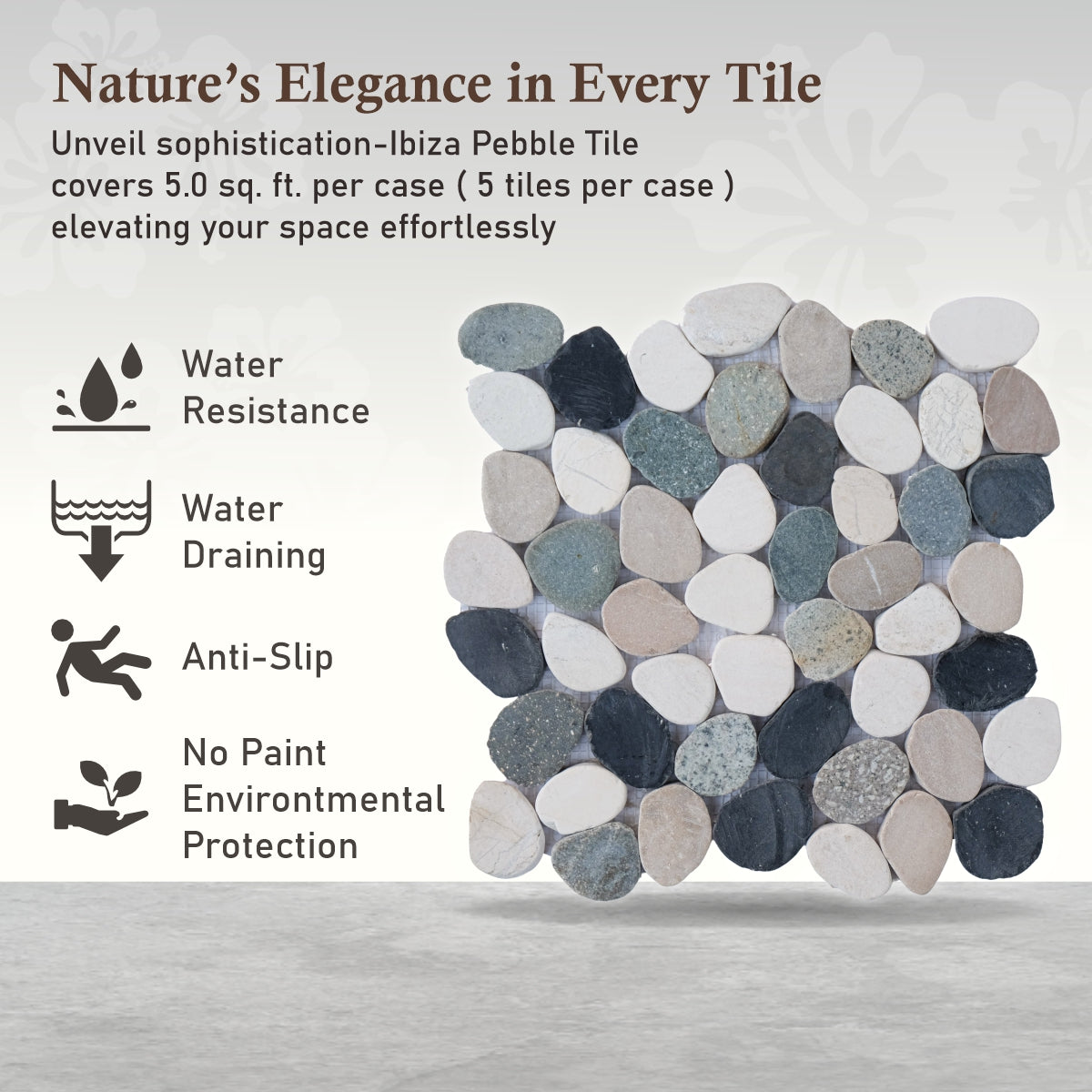 Ibiza Sliced Pebble Mosaic Wall & Floor Tile | 5 Tiles per case