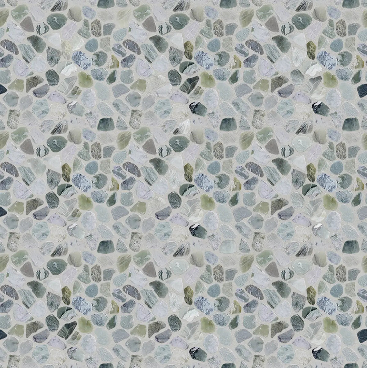 Ocean Green Sliced Pebble Mosaic Wall & Floor Tile | 5 Tiles per case