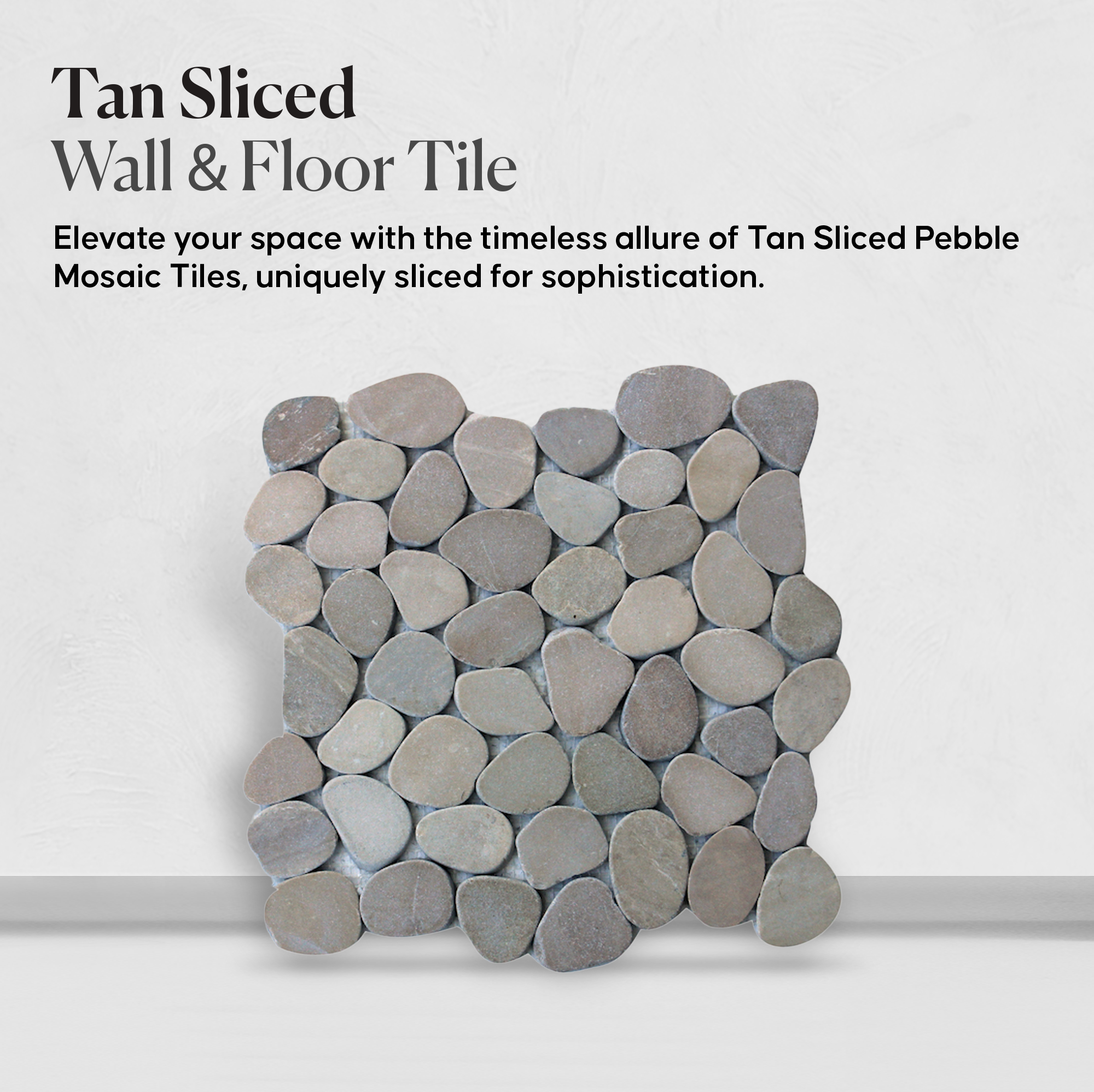 Pebble Tile, Tan Sliced Pebble Mosaic Wall & Floor Tile