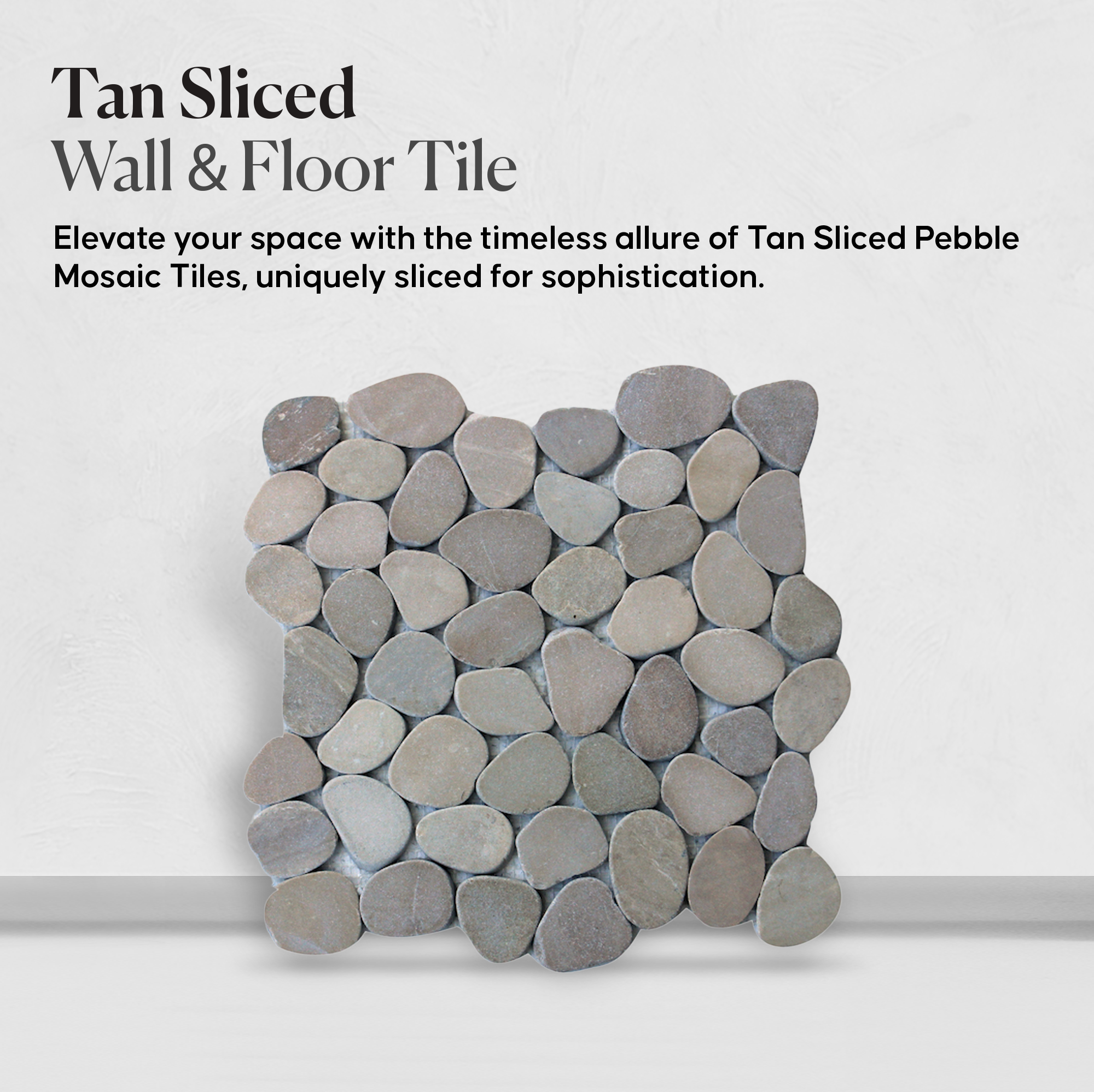 Tan Sliced Pebble Mosaic Wall & Floor Tile | 5 Tiles per case