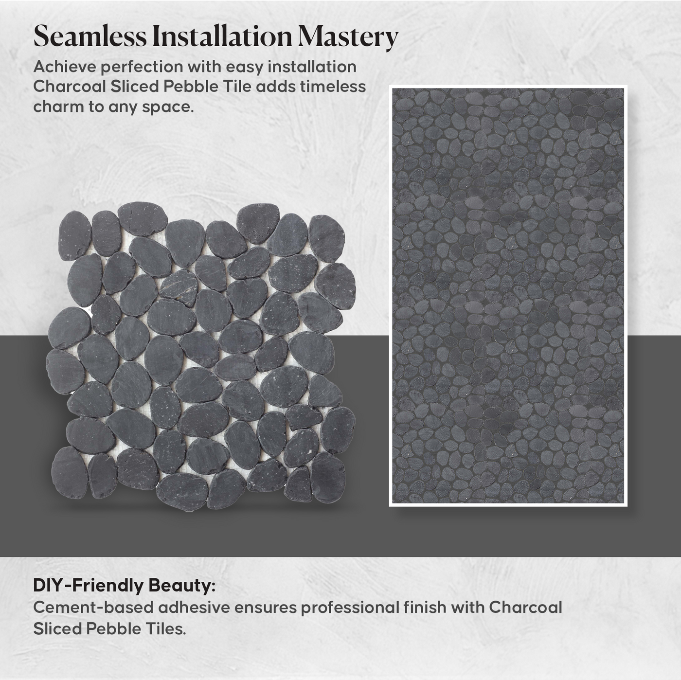 Charcoal Sliced Pebble Mosaic Wall & Floor Tile | 5 Tiles per case