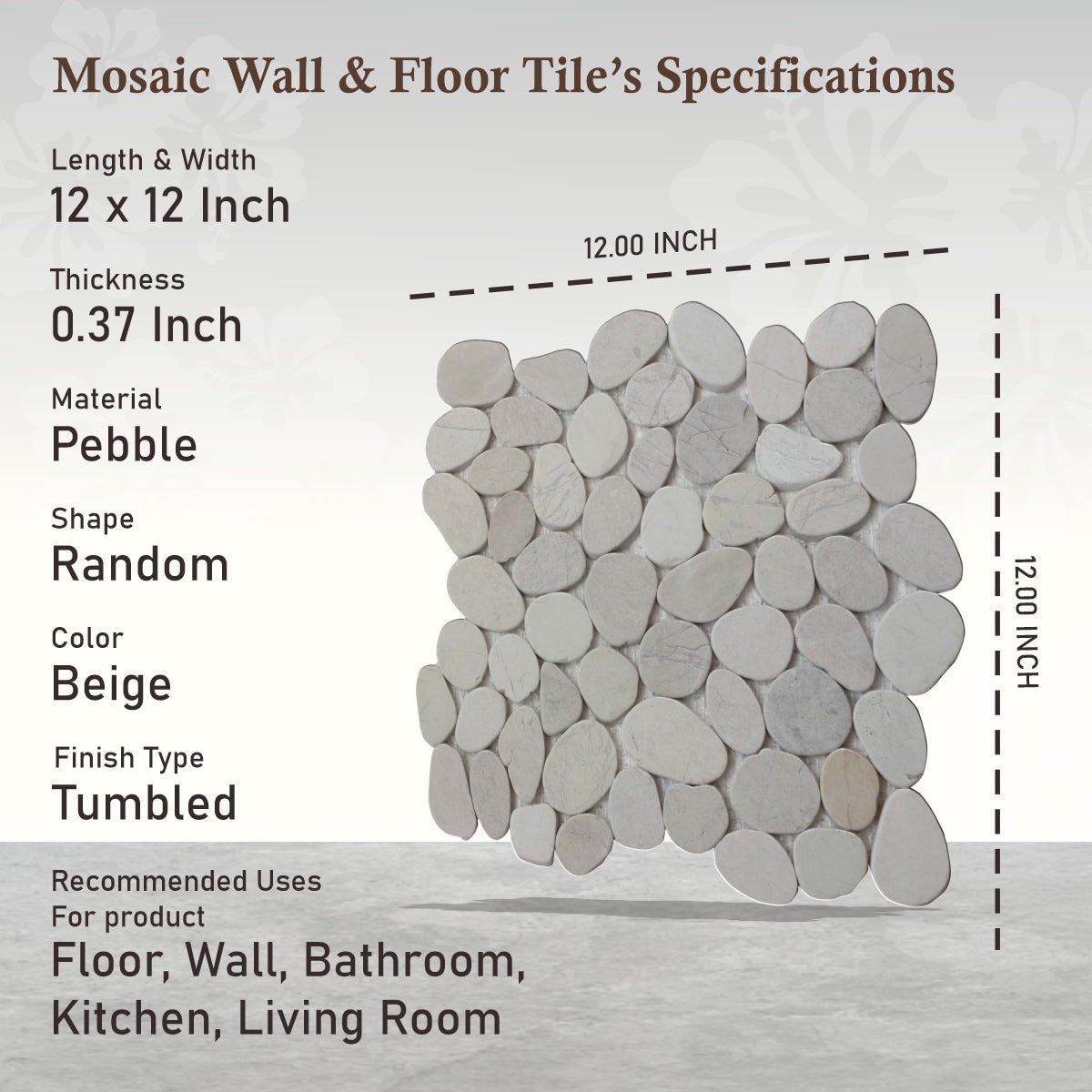 Timor White Pebbles Mosaic Tiles, Pebble Mosaic Wall & Floor Tile