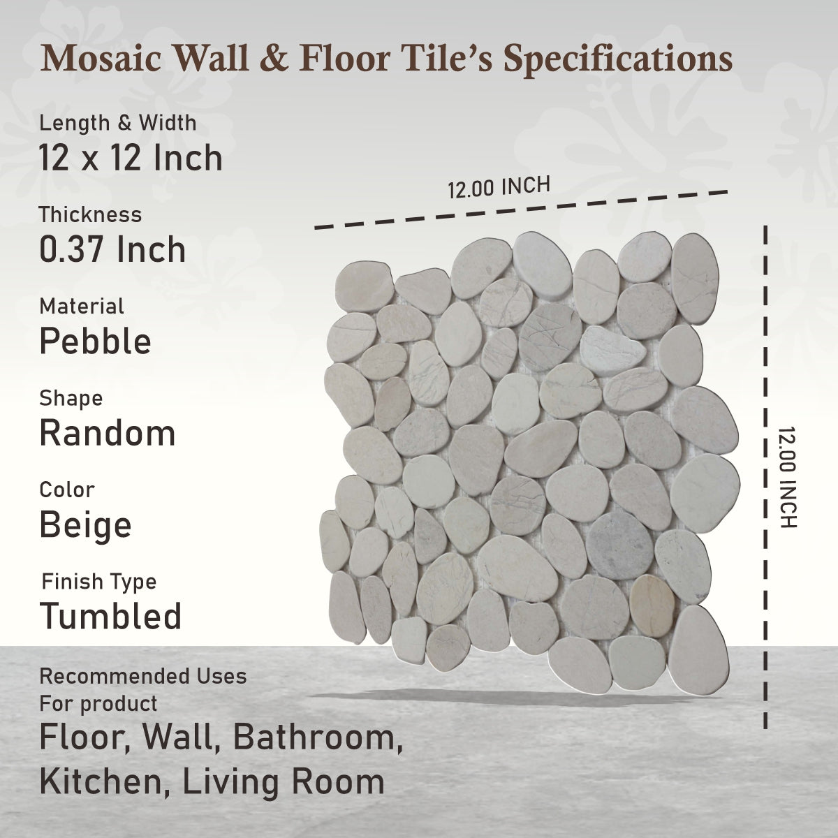 Timor White Sliced Pebble Mosaic Wall & Floor Tile | 5 Tiles per case