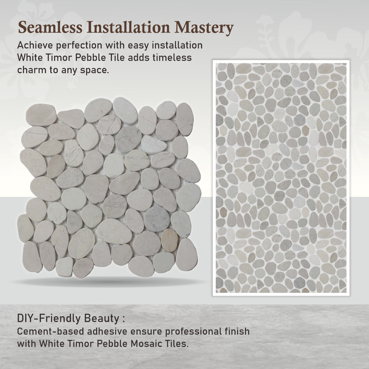 Timor White Sliced Pebble Mosaic Wall & Floor Tile | 5 Tiles per case