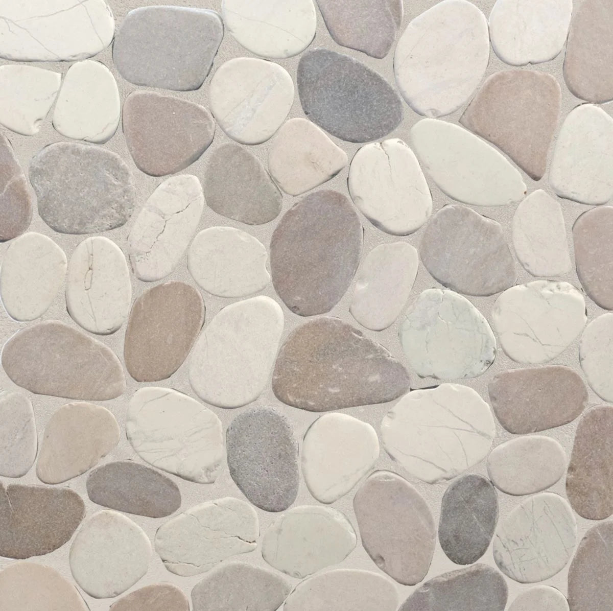 capucino sliced pebble tile sample with grout
