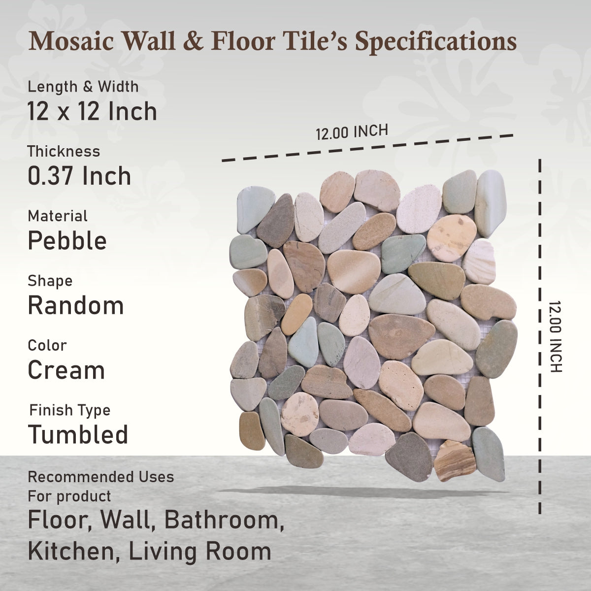 Colorful Mosaic Tiles, Olive Sliced Pebble Mosaic Wall & Floor Tile