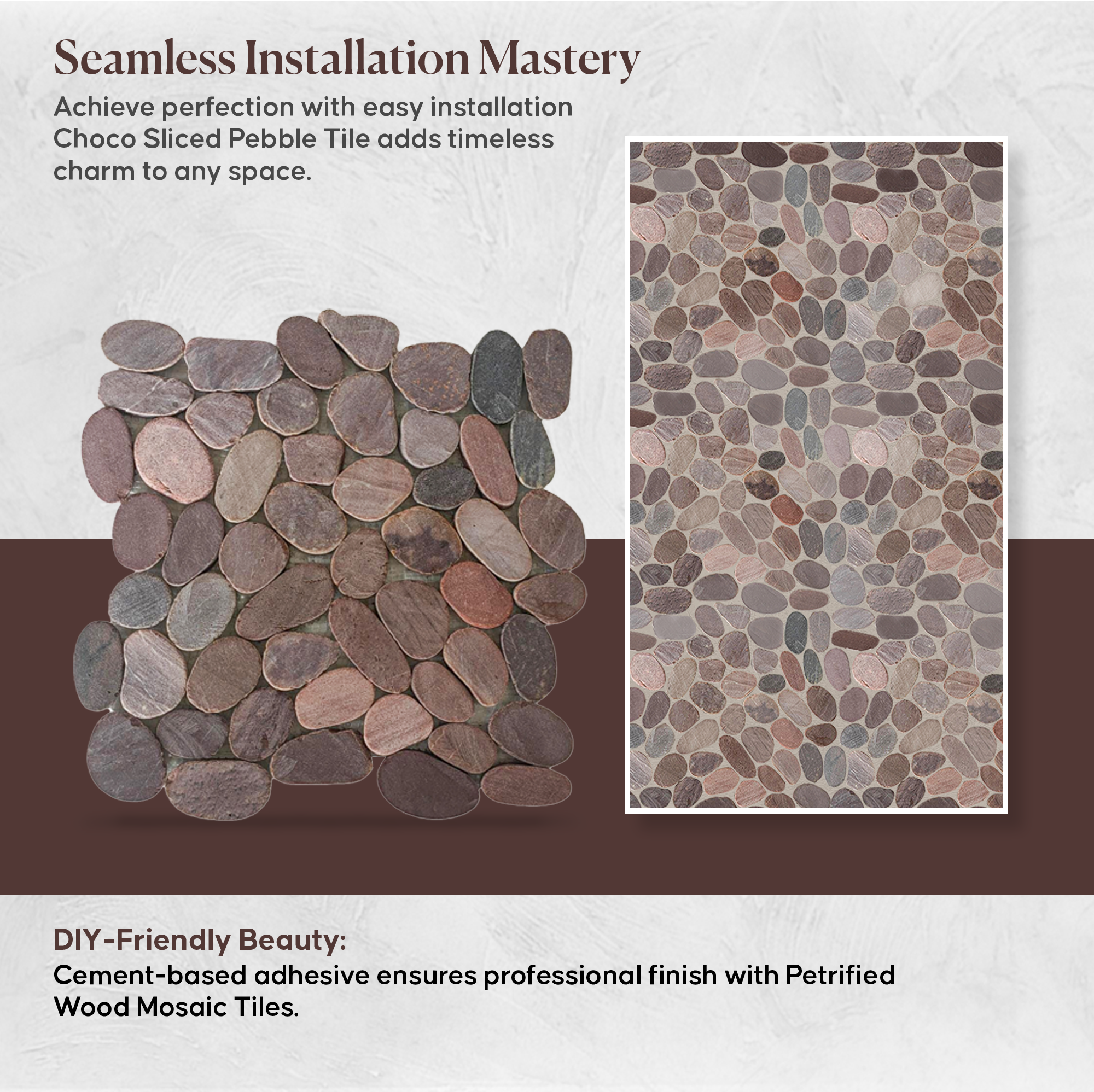 Pebble Stone Tiles, Choco Sliced Pebble Mosaic Wall & Floor Tile