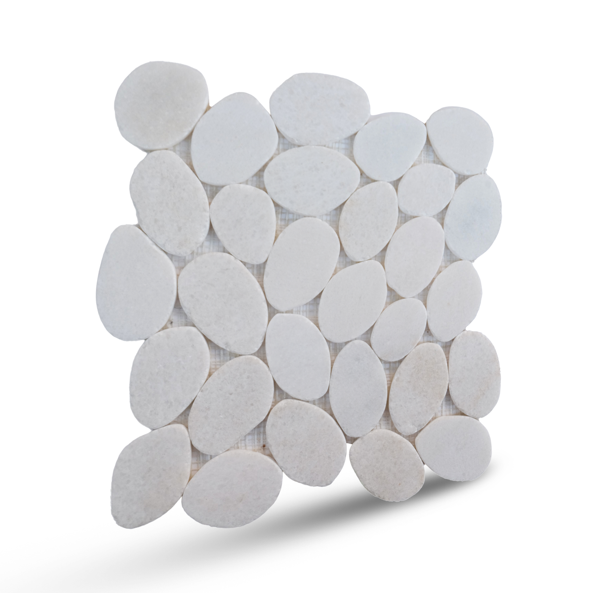 Xl Snow White Sliced Pebble Mosaic Wall & Floor Tile | 5 Tiles per case