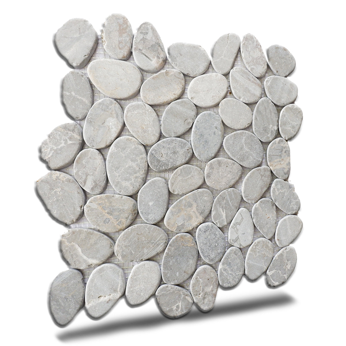 Smoke Grey Sliced Pebble Mosaic Wall & Floor Tile | 5 Tiles per case