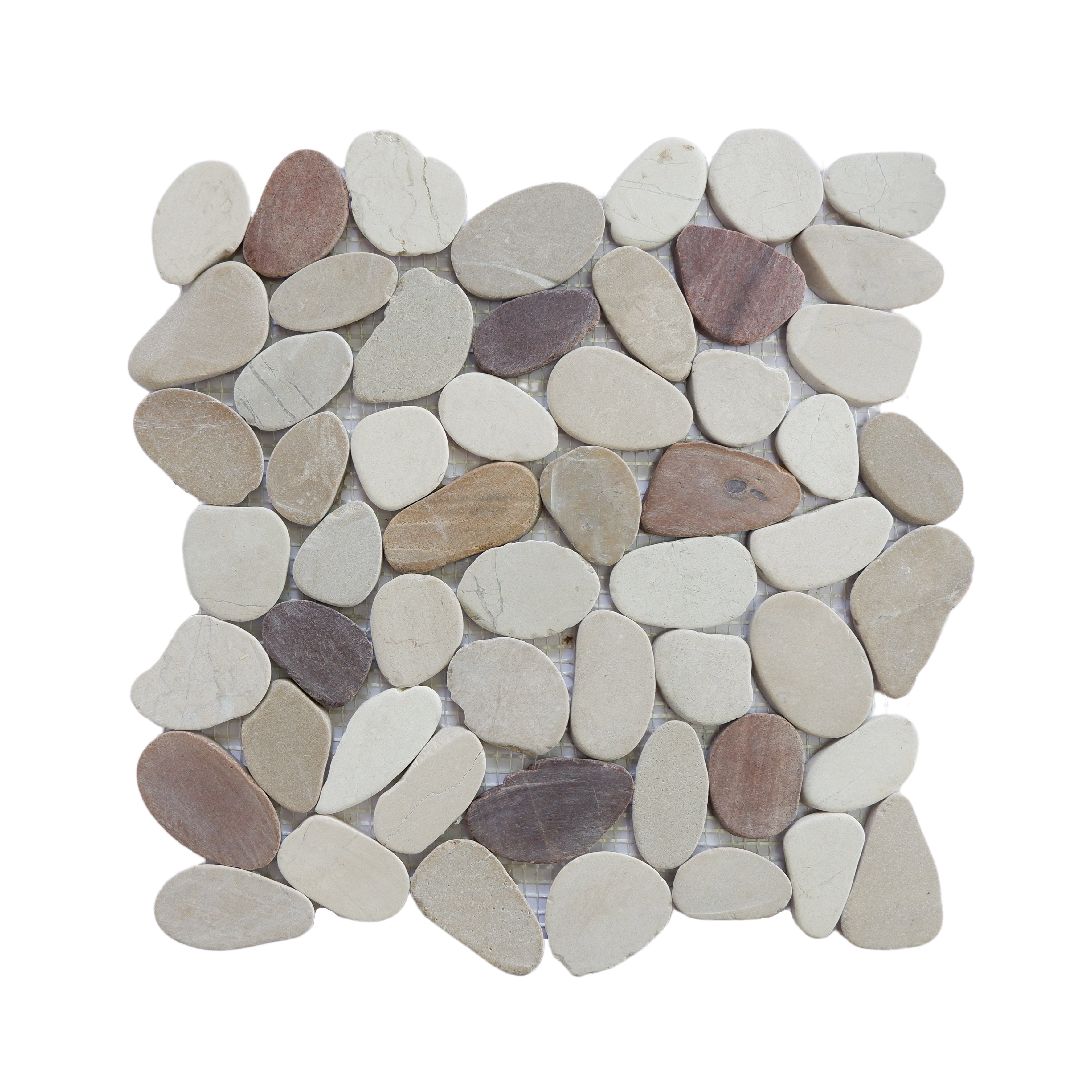 Cherry sliced pebble tile sample without grout