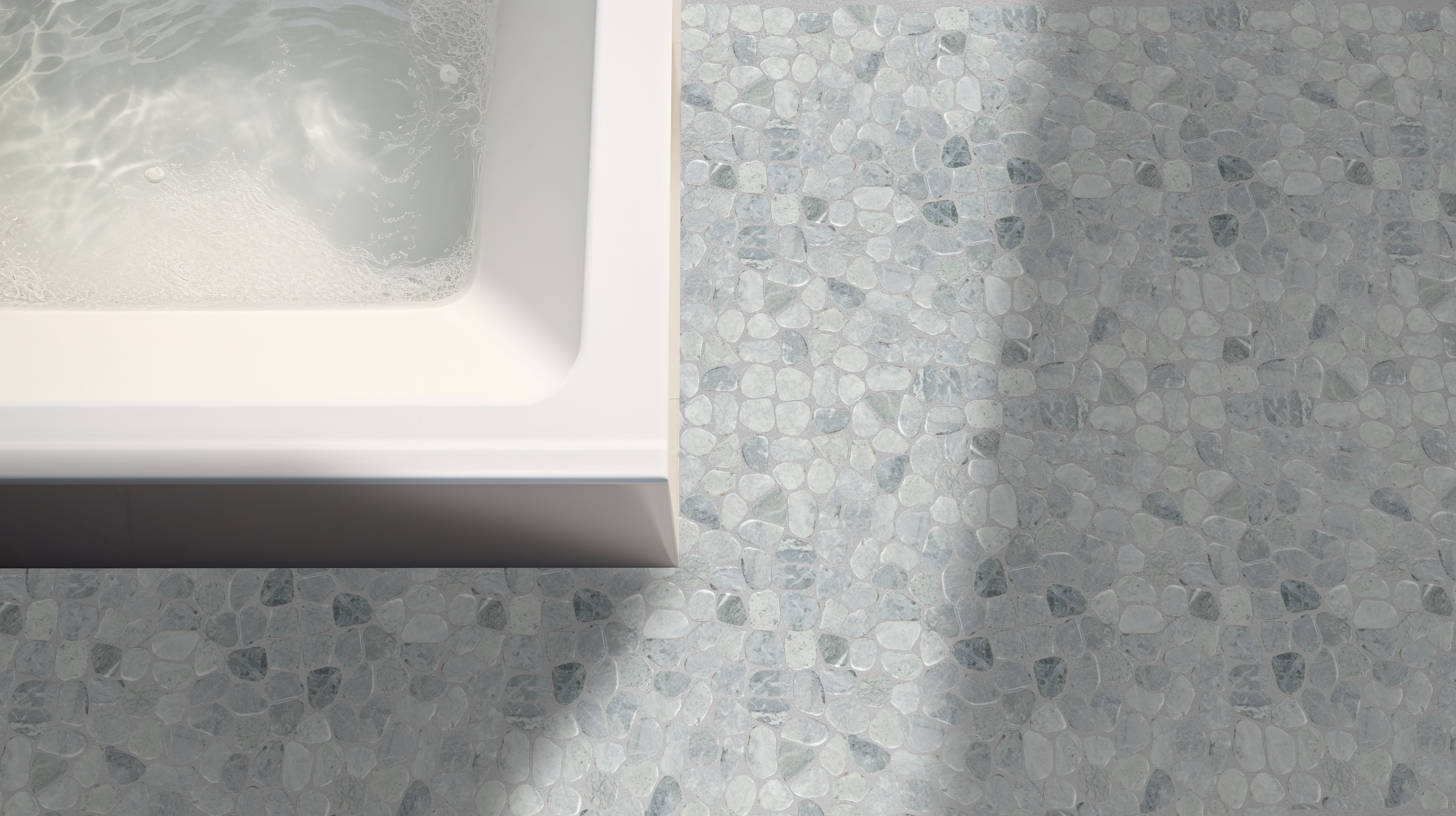 Ice Glacier Sliced Pebble Mosaic Wall & Floor Tile | 5 Tiles per case