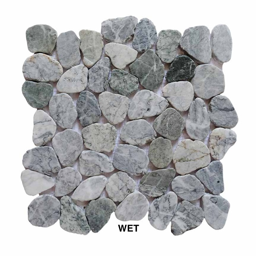 Ice Glacier Sliced Pebble Mosaic Wall & Floor Tile | 5 Tiles per case