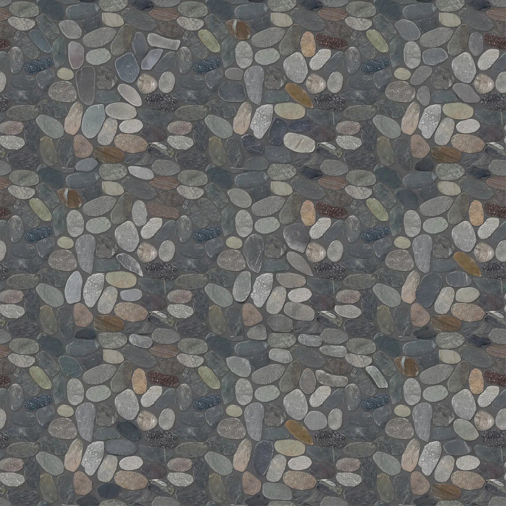 Oval Toba Sliced Pebble Mosaic Wall & Floor Tile | 5 Tiles per case