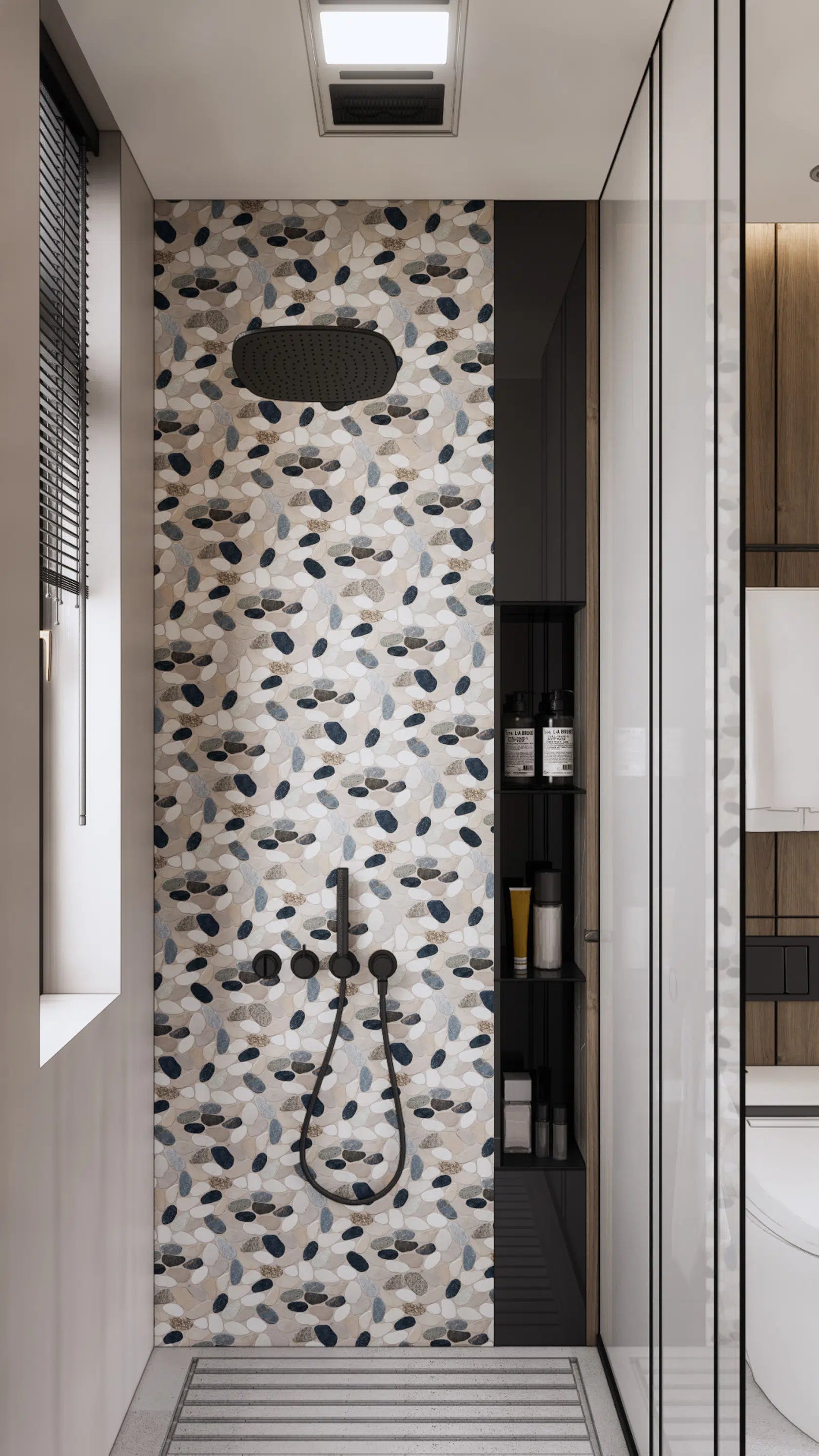 Oval Borneo Sliced Pebble Mosaic Wall & Floor Tile | 5 Tiles per case