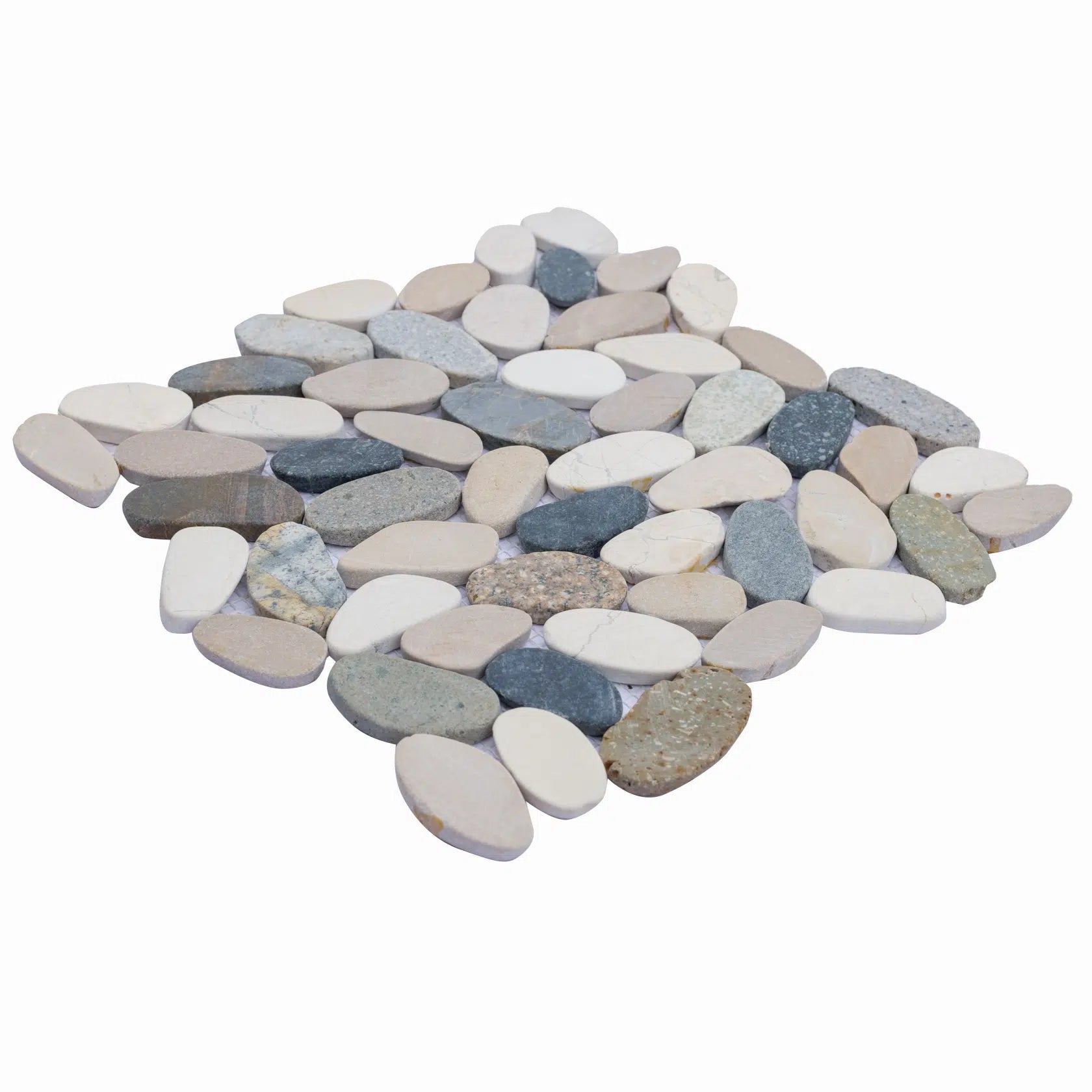 Oval Borneo Sliced Pebble Mosaic Wall & Floor Tile | 5 Tiles per case
