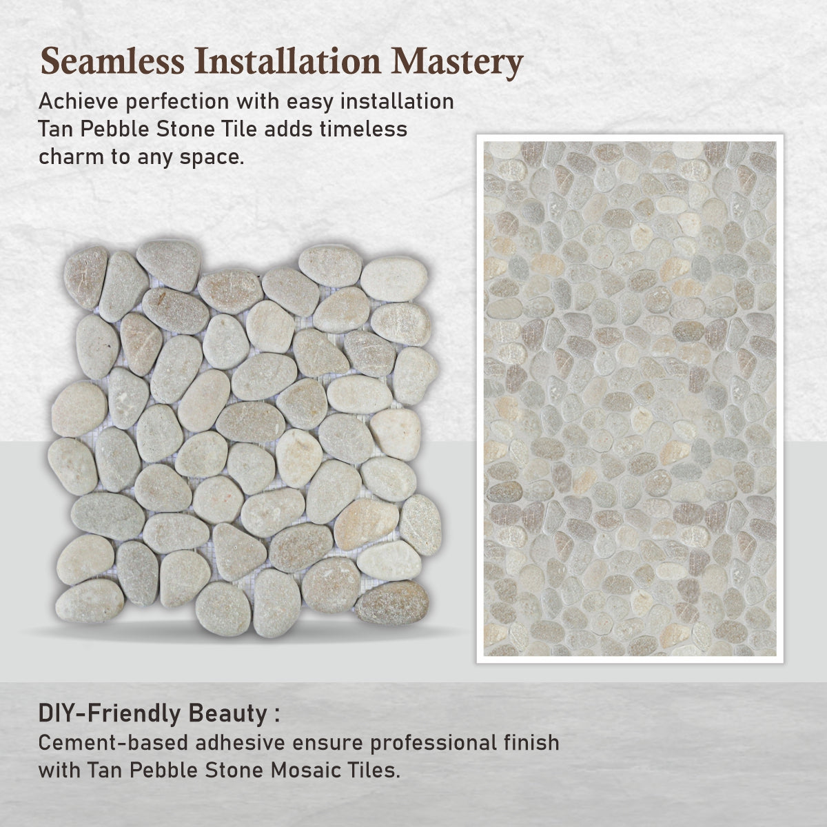 Tan Stone Tile for Wall and Floor, Pebble Mosaic Tile