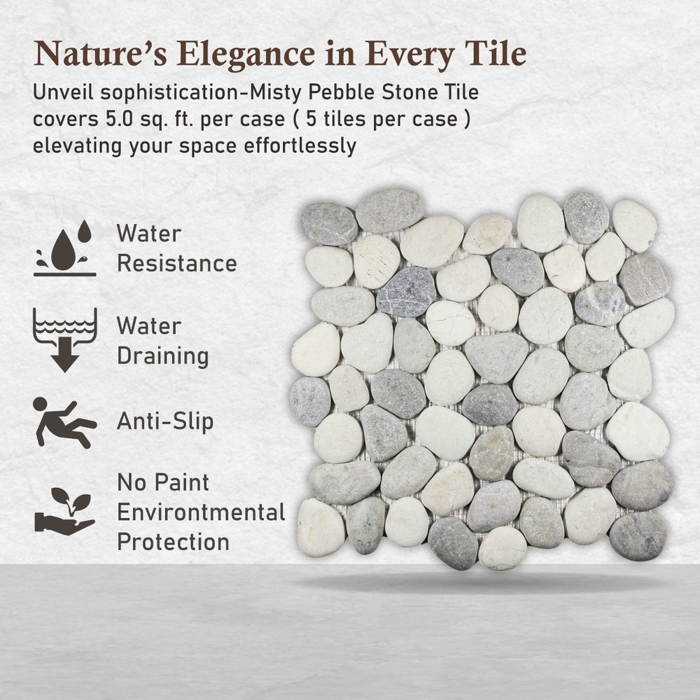 Misty Pebble Stone Mosaic Wall & Floor Tiles | Pebble Tile