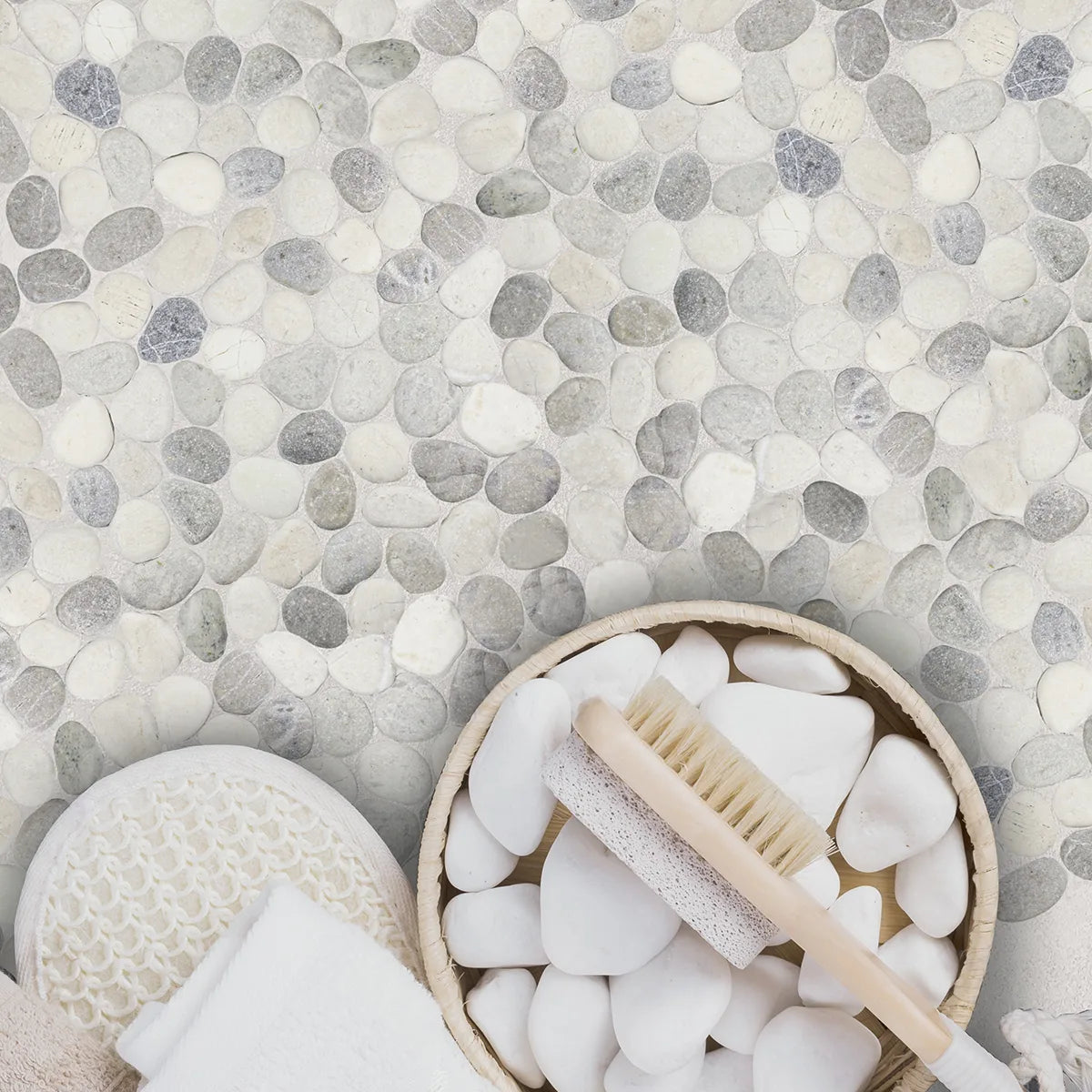 Pebble Stone Mosaic Tiles, Misty Pebble Mosaic Tile