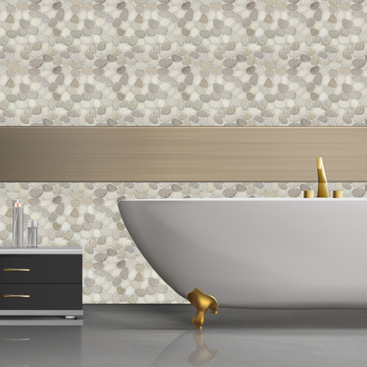 Pebble Mosaic Tile for Wall, Seasalt Pebble Stone Mosaic Tiles