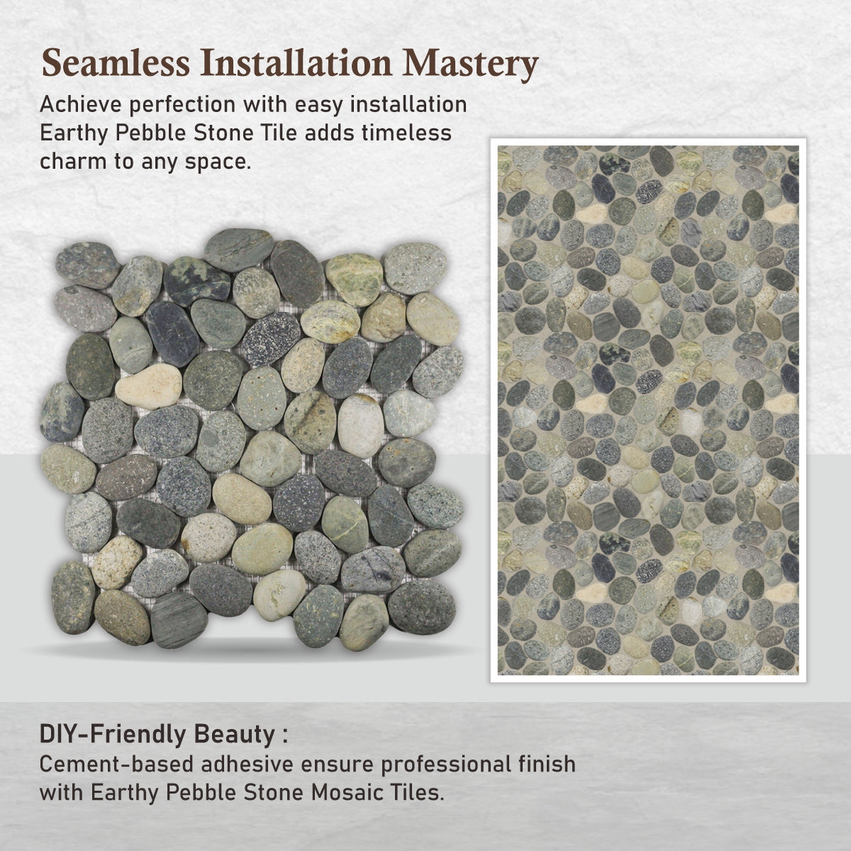 Pebble Mosaic Tile, Earthy Pebble Stone Mosaic Tiles