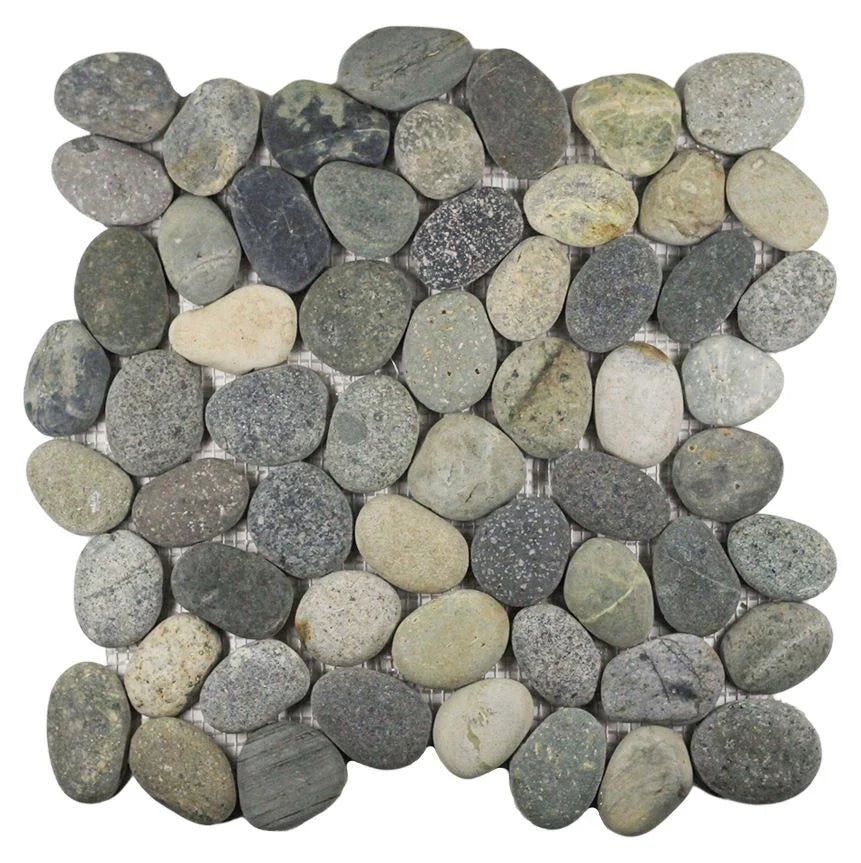 Earthy pebble tile sample without grout