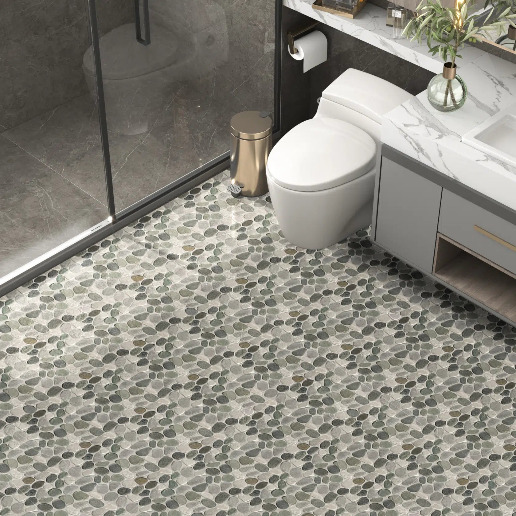 Aqua Tone Pebble Mosaic Tile For Wall and Floor | 5 Tiles per case