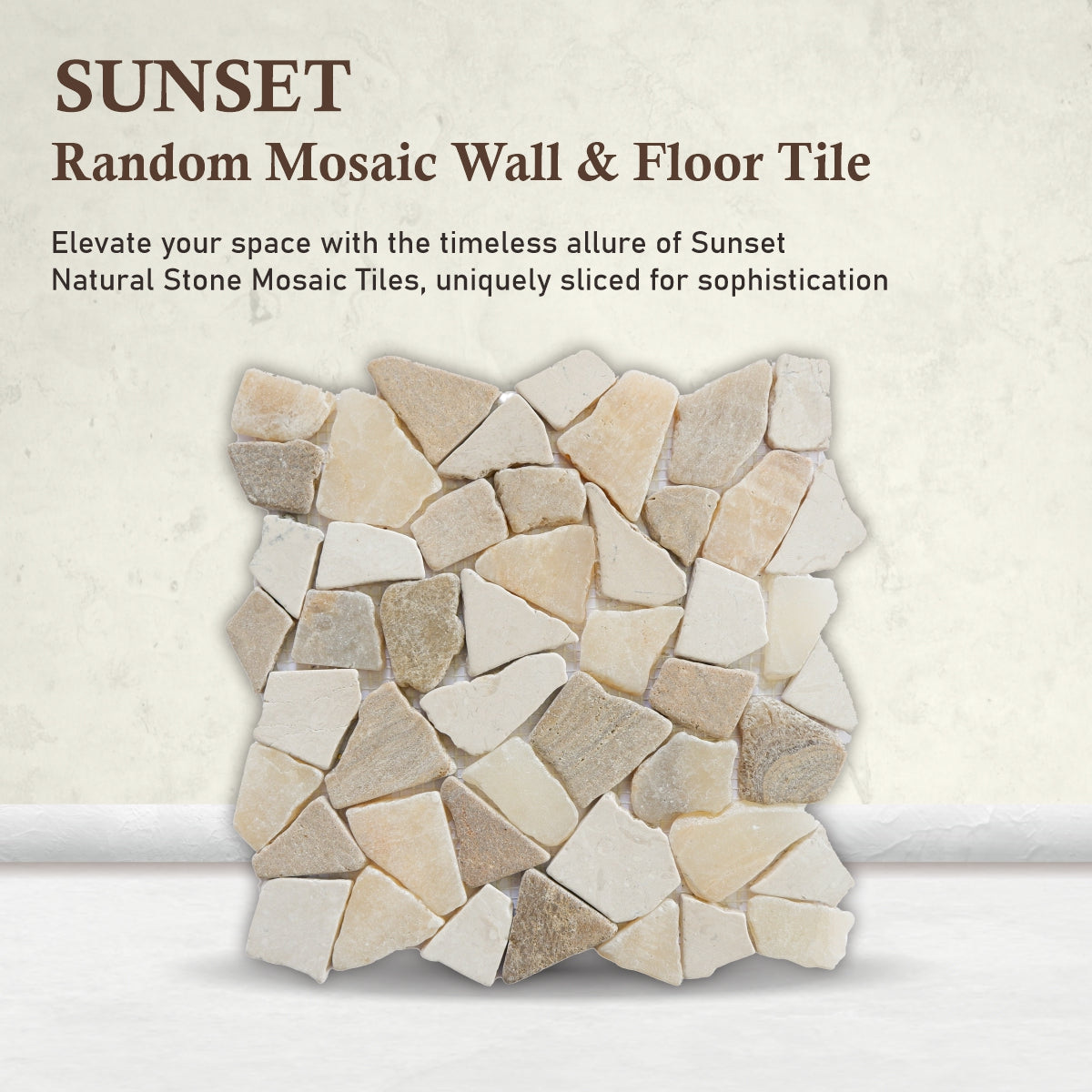 Natural Stone Mosaic Tiles, Sunset Random Mosaic Wall