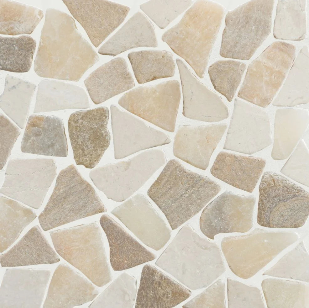 Sunset tile sample close up with grout