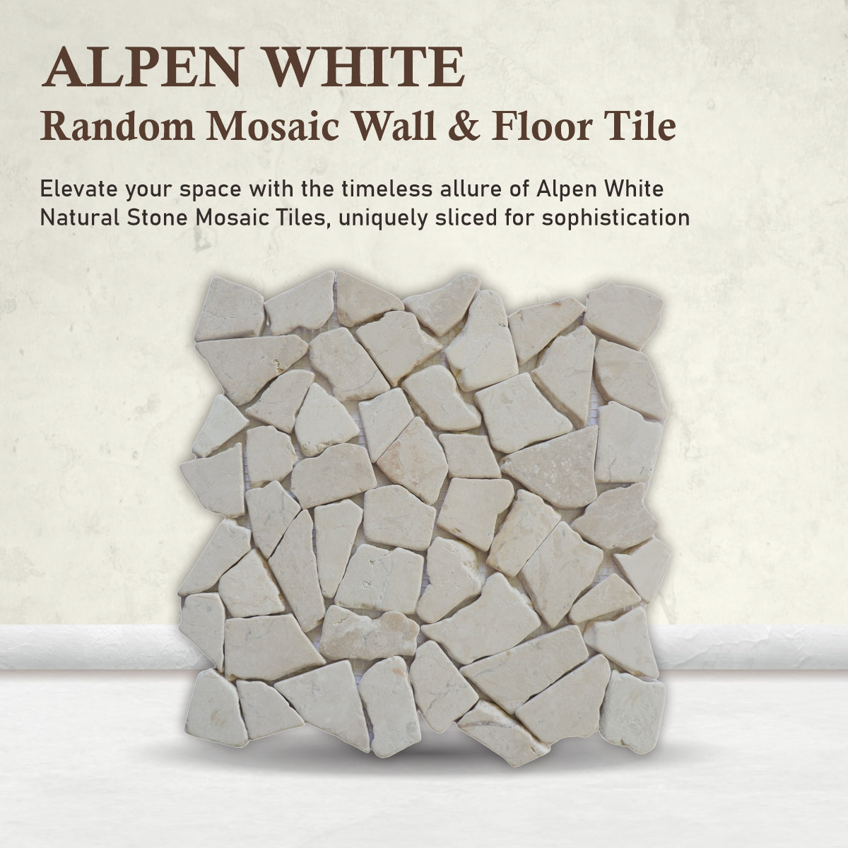 White Mosaic Tile for Wall and Floor, Random Mosaic Bathroom Tiles