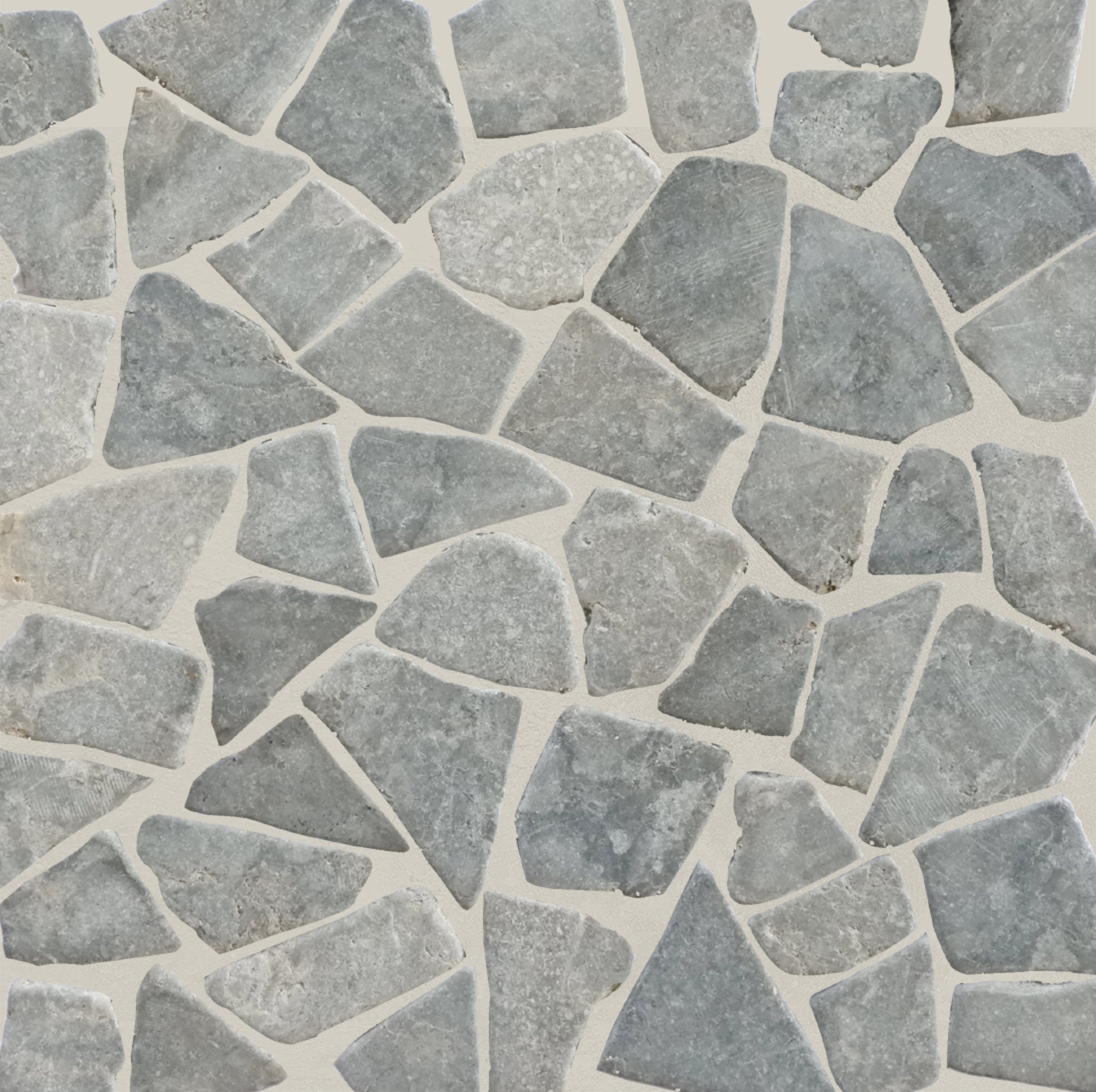 Ash Grey random tile sample close up with grout