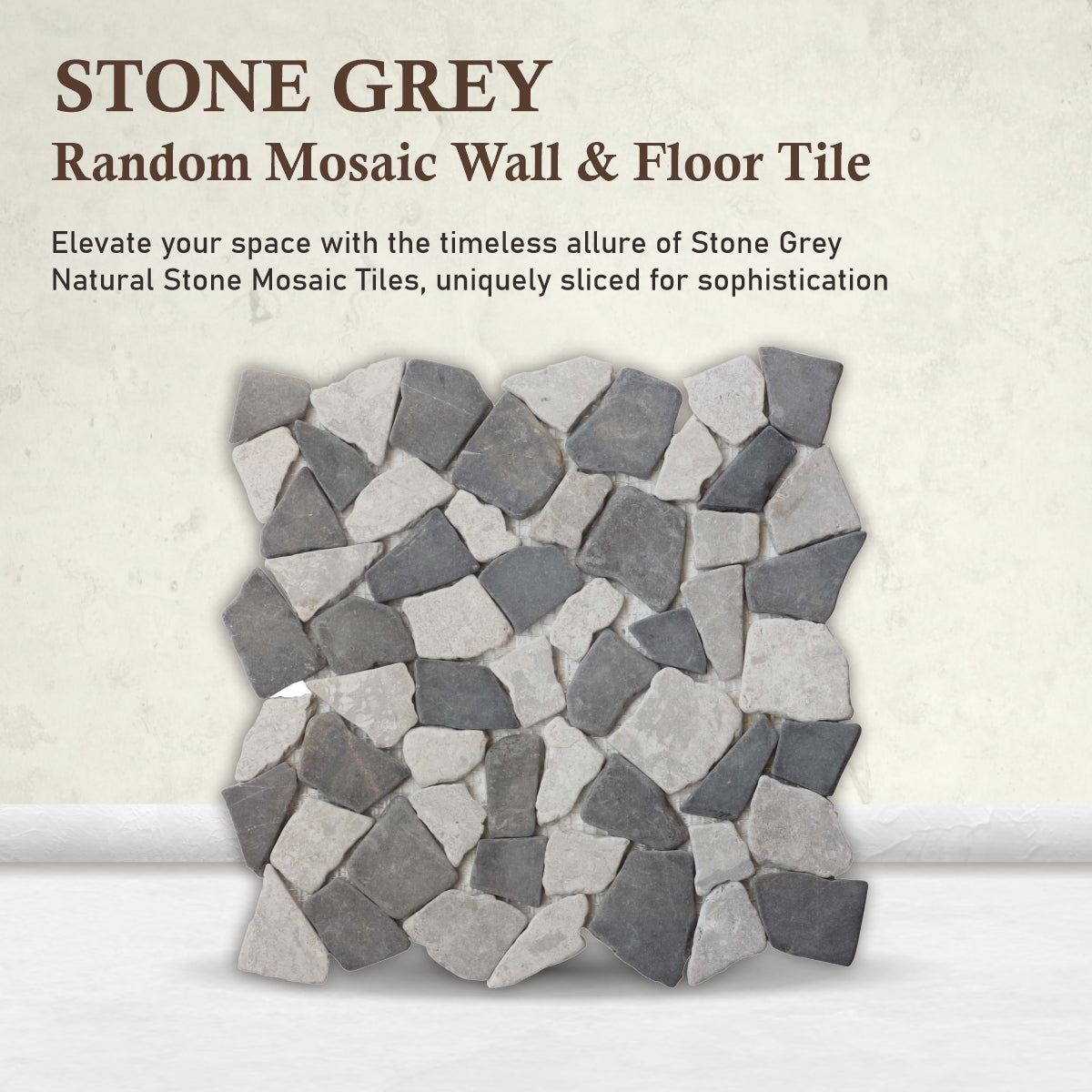 Stone Grey Random Irregular Mosaic Tile for Wall and Floor | 5 Tiles per case