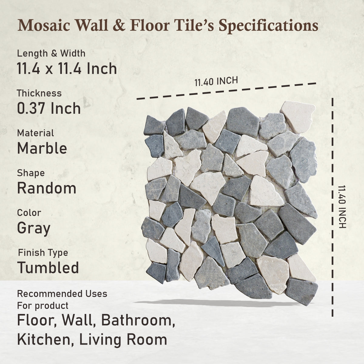 Irregular Stone Mosaic Tile, Awan Random Mosaic Wall Tile