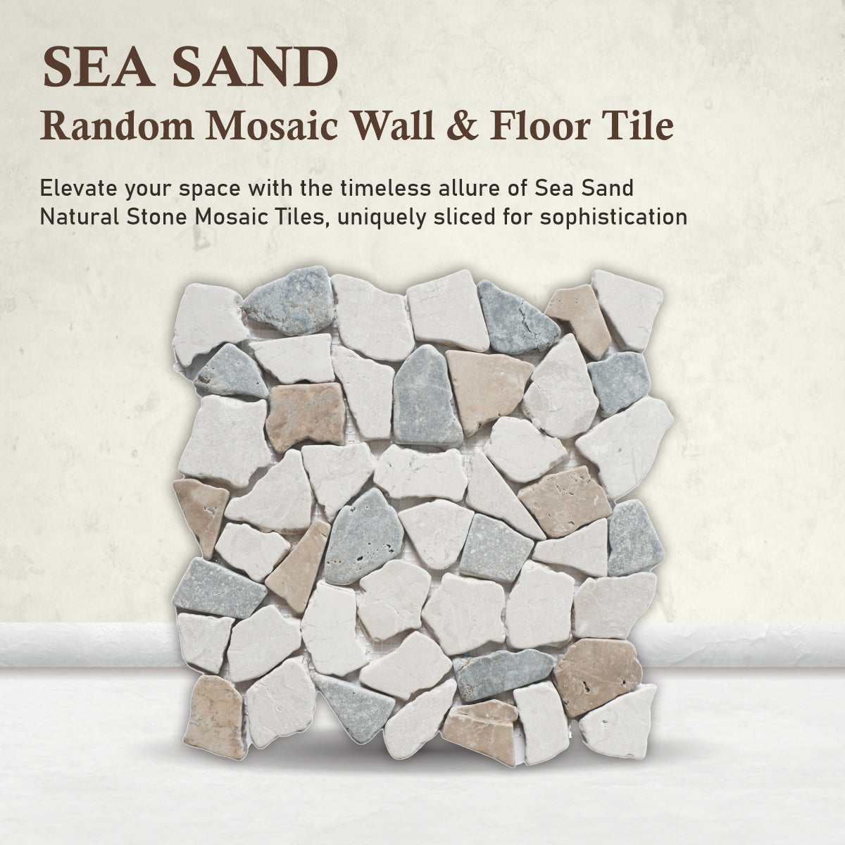 Natural Stone Mosaic Tile, Sea Sand Random Mosaic Wall Tile