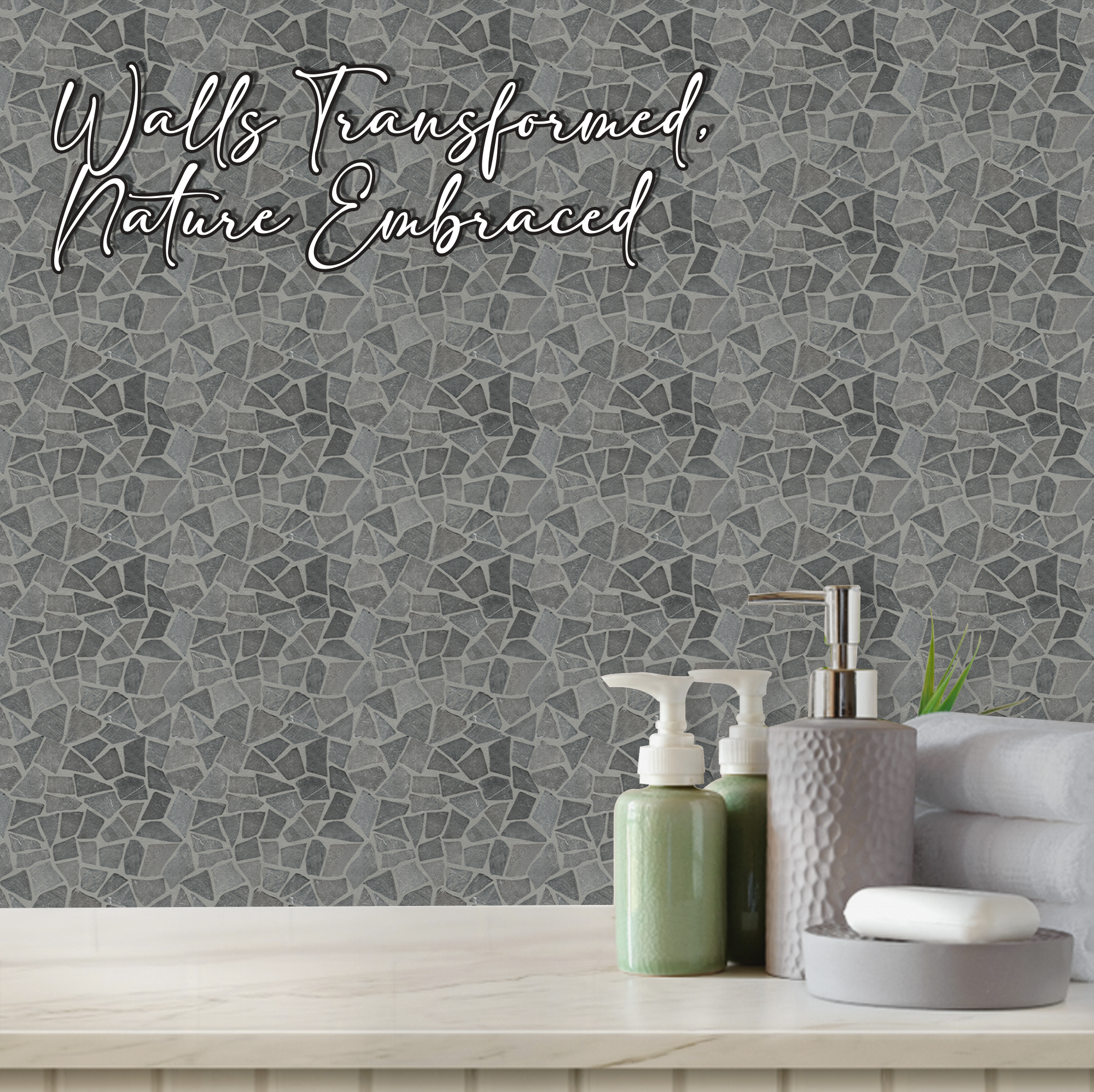 Grey Mosaic Tile for Wall and Floor, Random Mosaic Bathroom Tiles