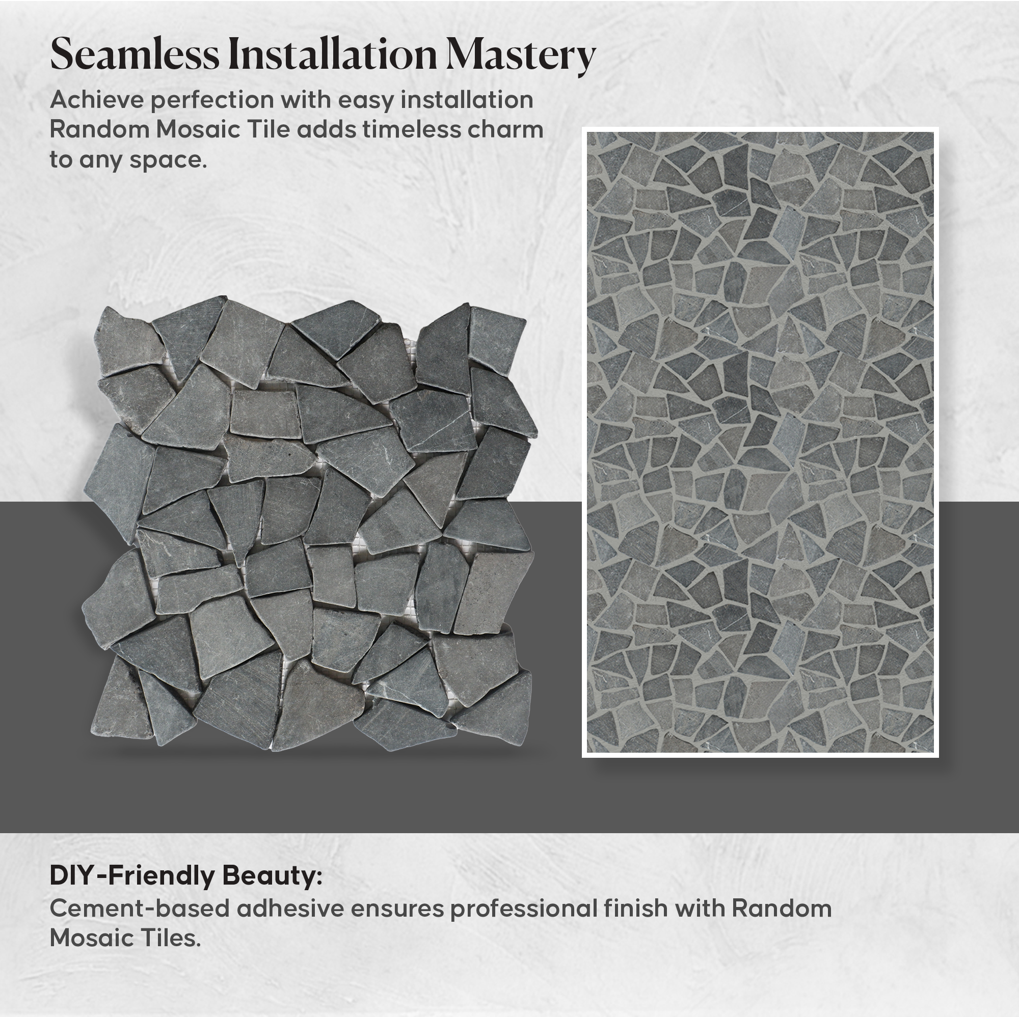 Grey Mosaic Tile for Wall and Floor, Random Mosaic Bathroom Tiles