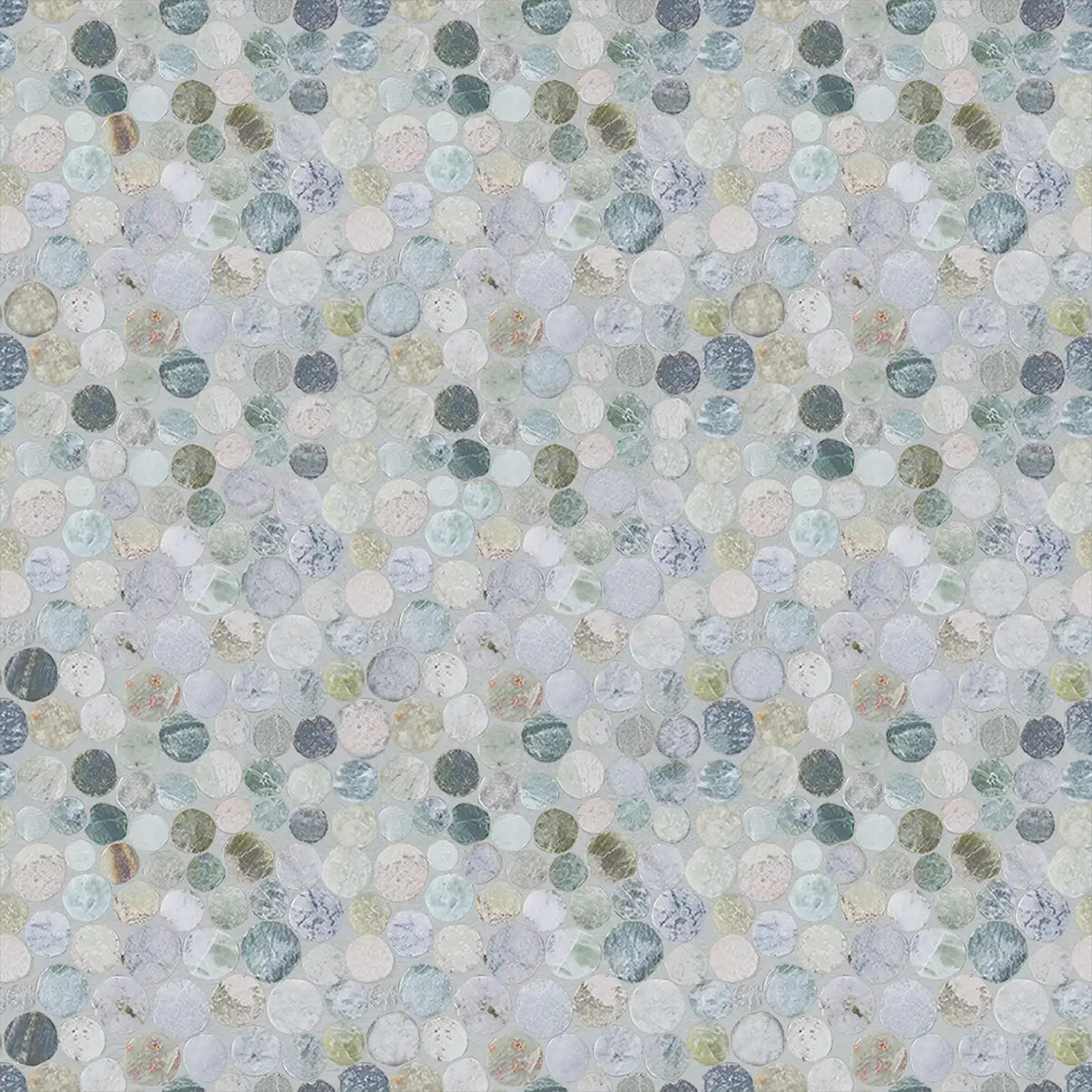 Sea Green Penny Round Tile, Marble Mosaic Wall & Floor Tile | 5 Tiles per case