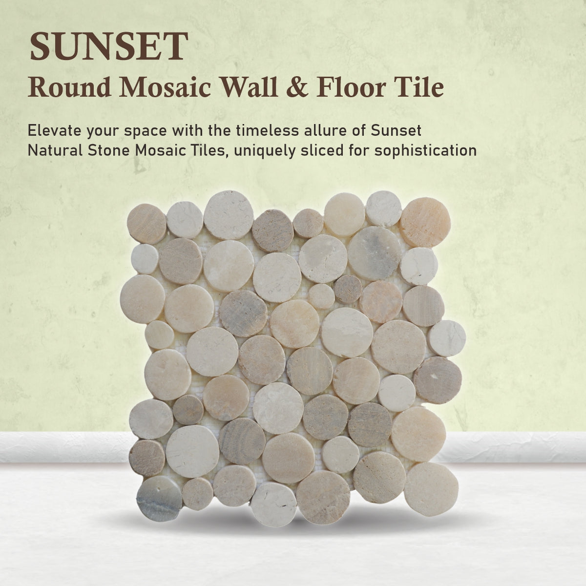 Sunset Penny Round Tile, Marble Onyx Mosaic Wall & Floor Tile