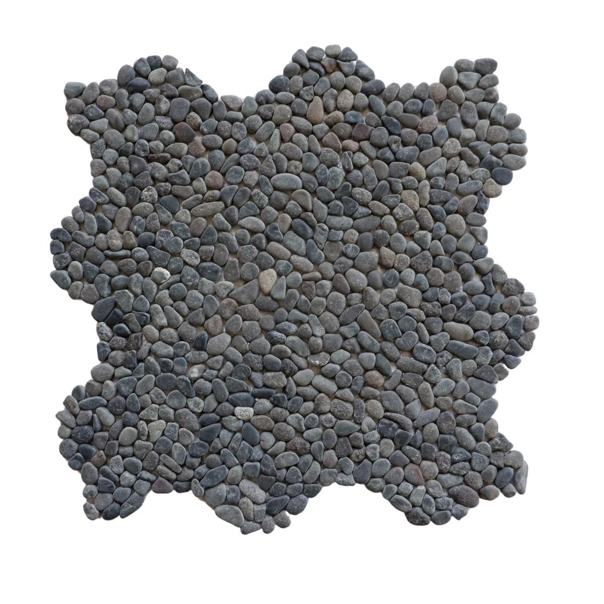 Mini black pebble tile sample without grout