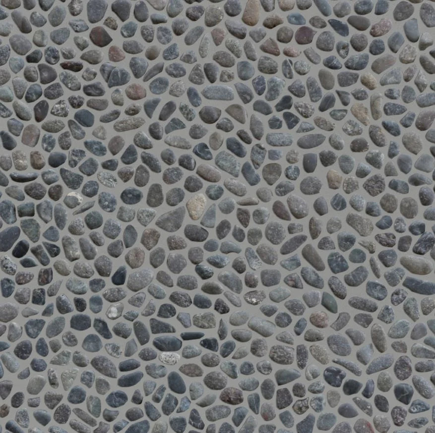 Mini black pebble tile with grout sample