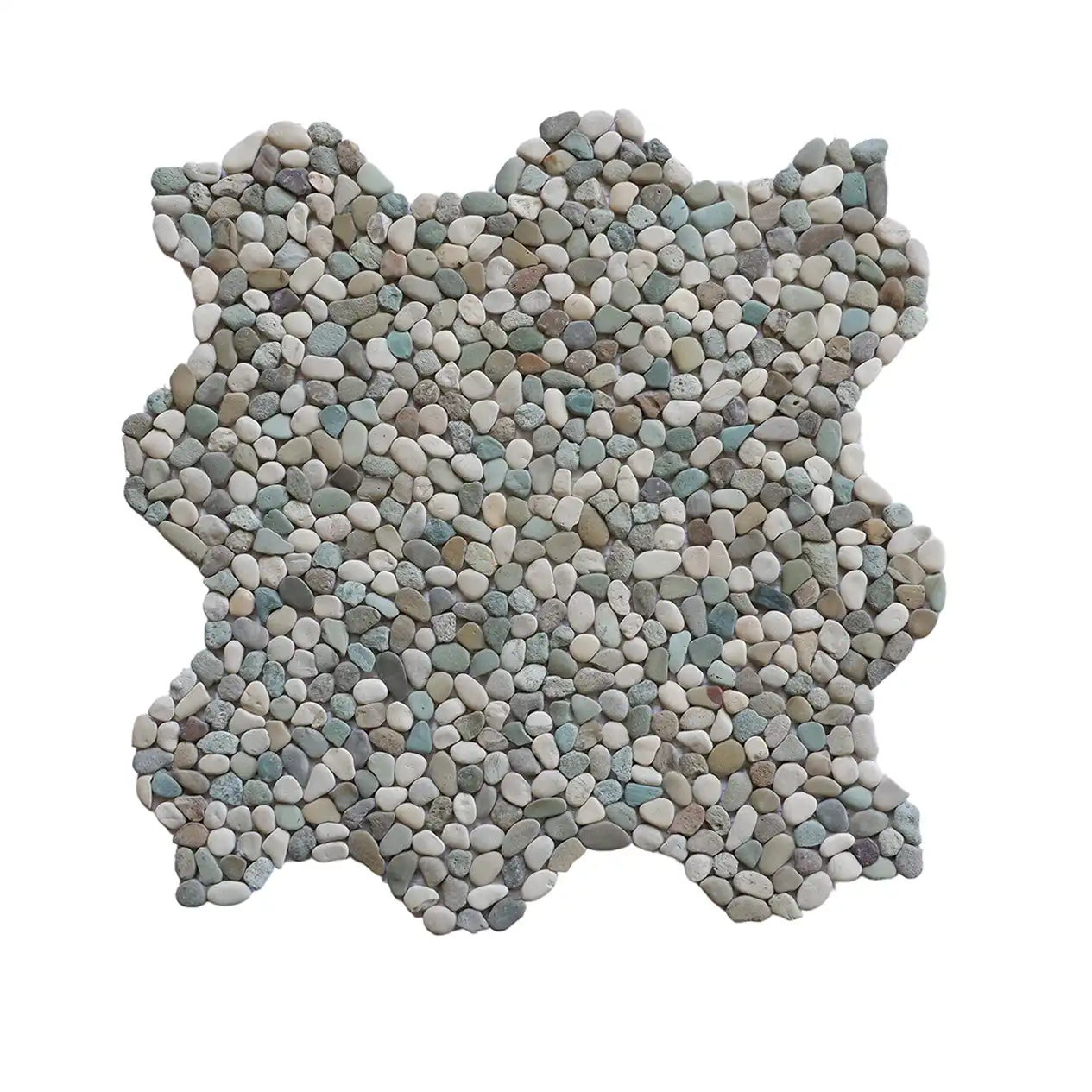 Mini Pebble Tile, White Green Pebble Mosaic Wall & Floor Tile