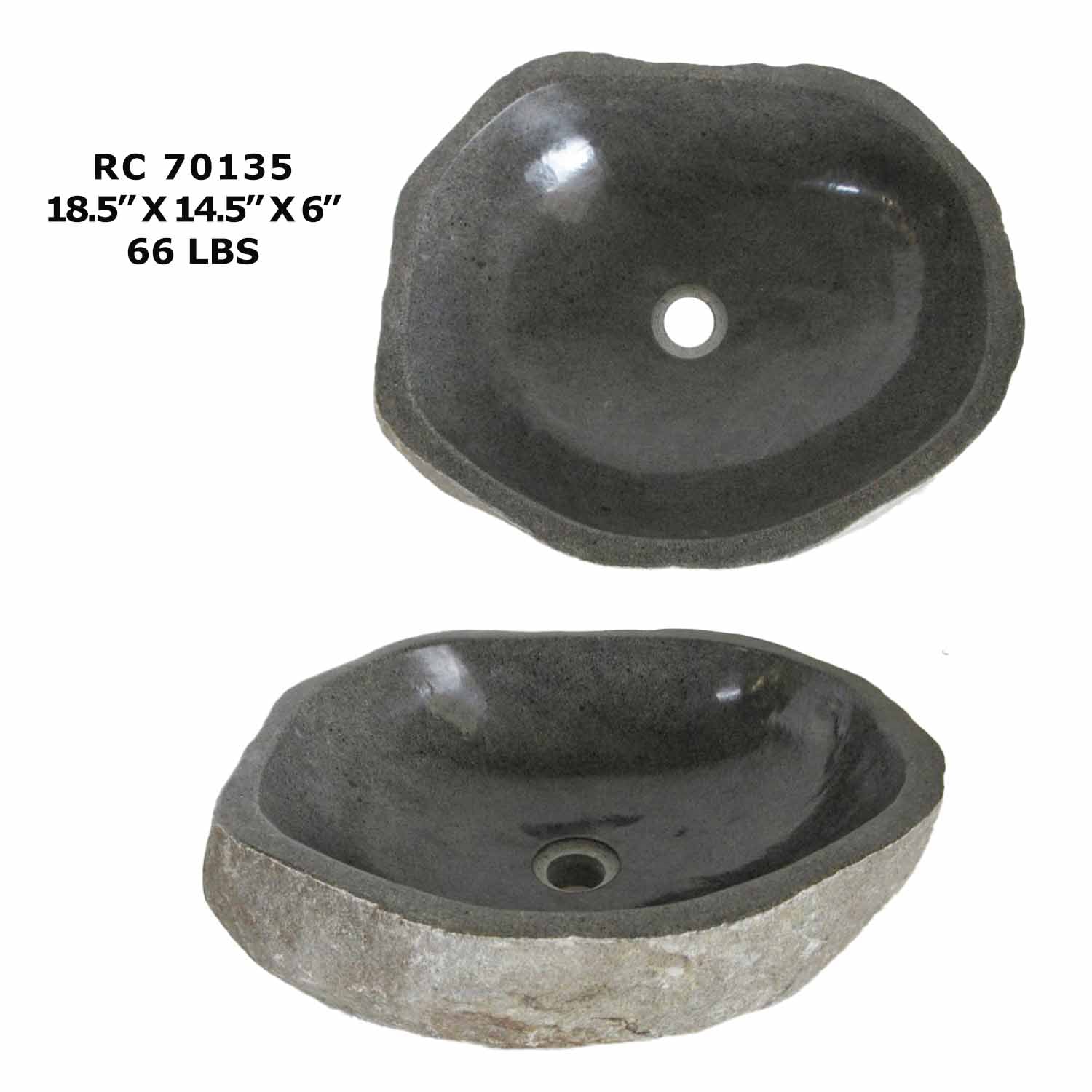 RC70135-Natural River Stone Vessel Sink for Bathroom