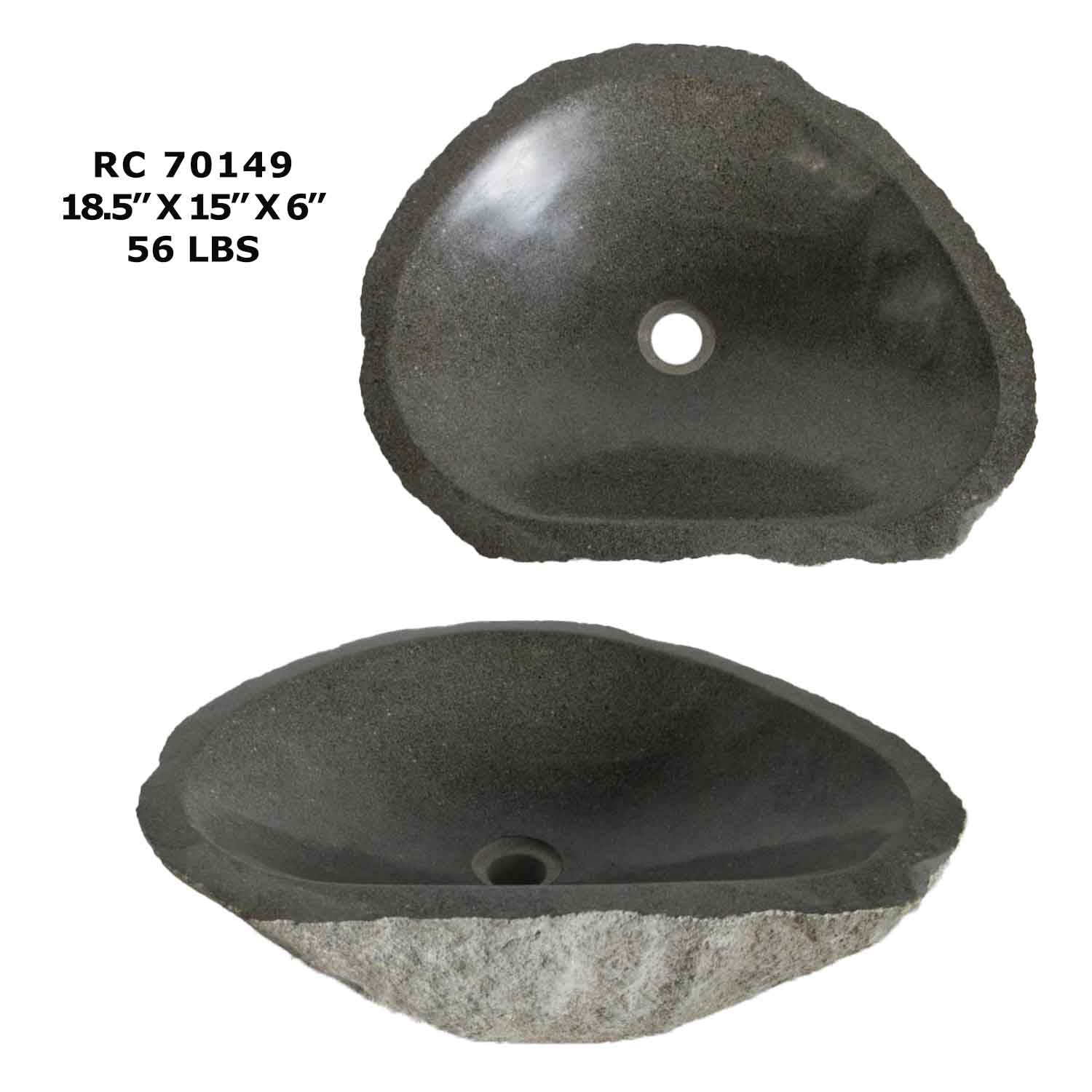 RC70149-Natural River Stone Oval Vessel Sink for Bathroom